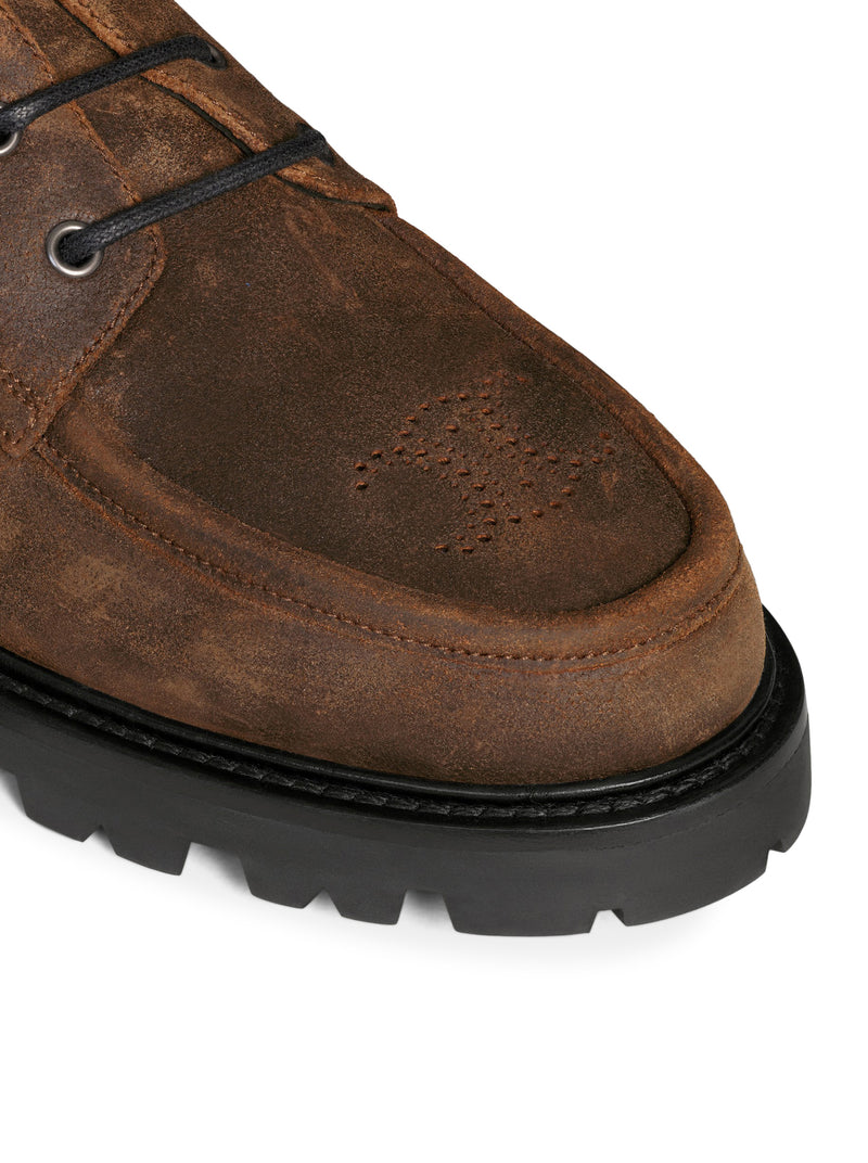Celine Men Margaret Derby Loafer In Waxed Suede Calfskin CELINE