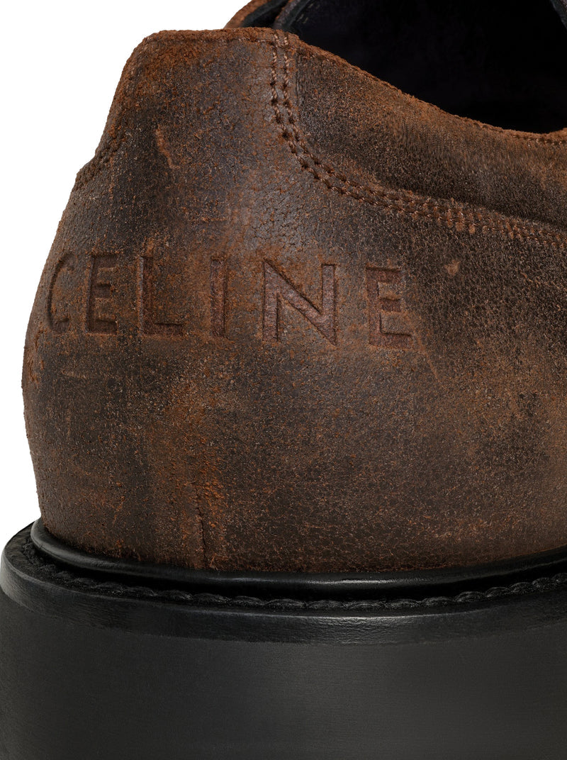 Celine Men Margaret Derby Loafer In Waxed Suede Calfskin CELINE