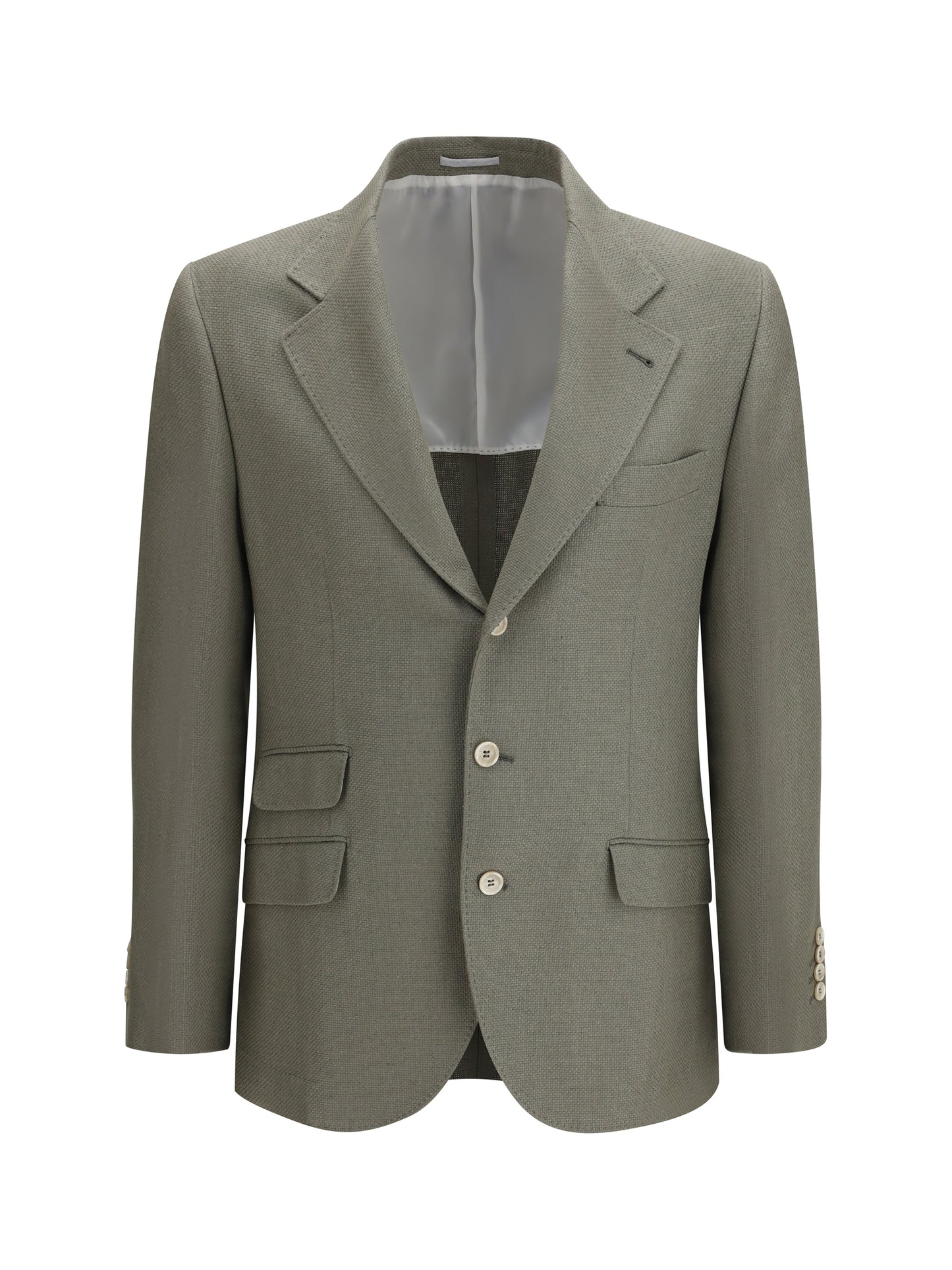 Brunello Cucinelli Men Single-Breasted Silk And Linen Jacket BRUNELLO CUCINELLI