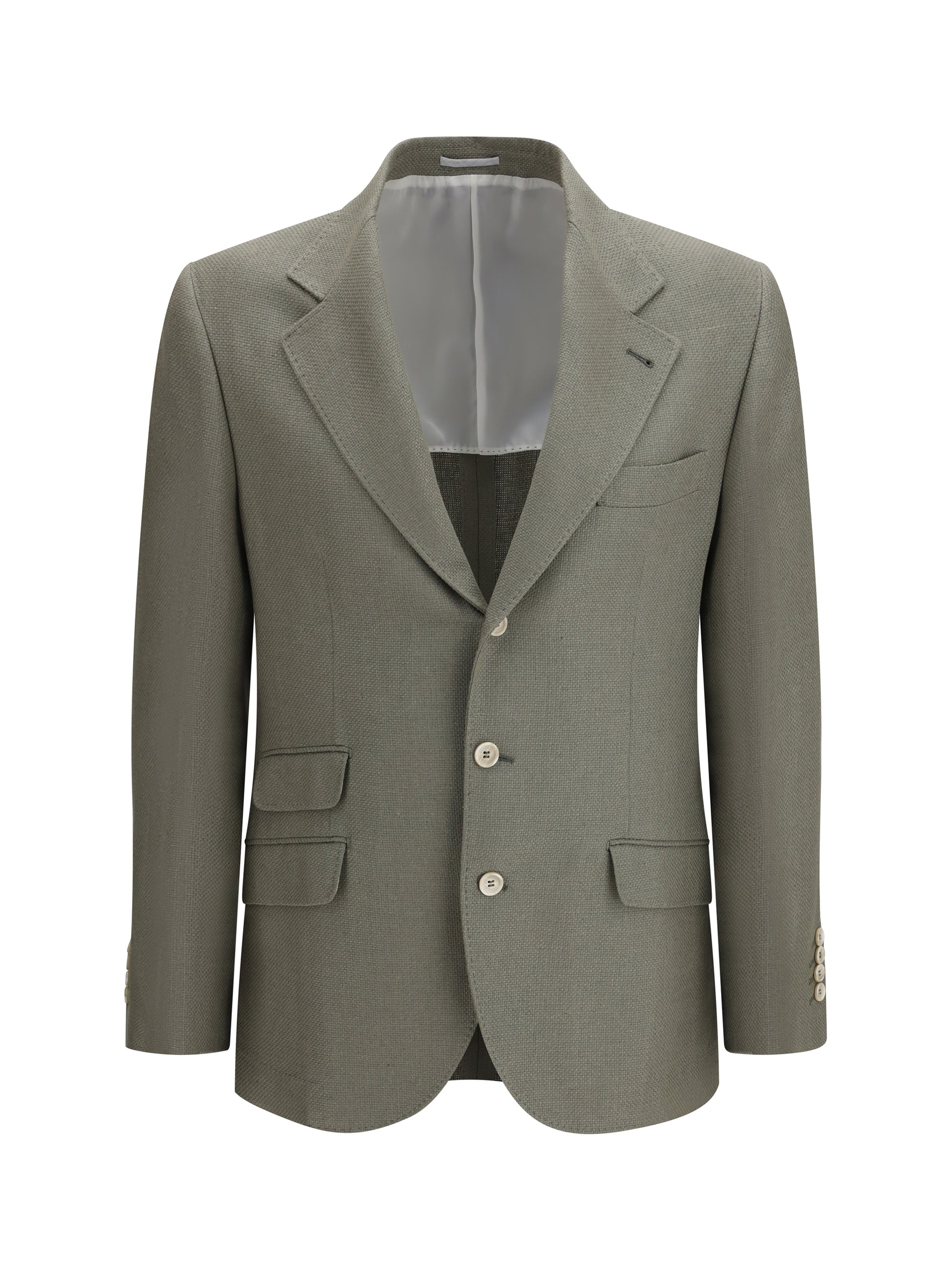 Brunello Cucinelli Men Single-Breasted Silk And Linen Jacket BRUNELLO CUCINELLI
