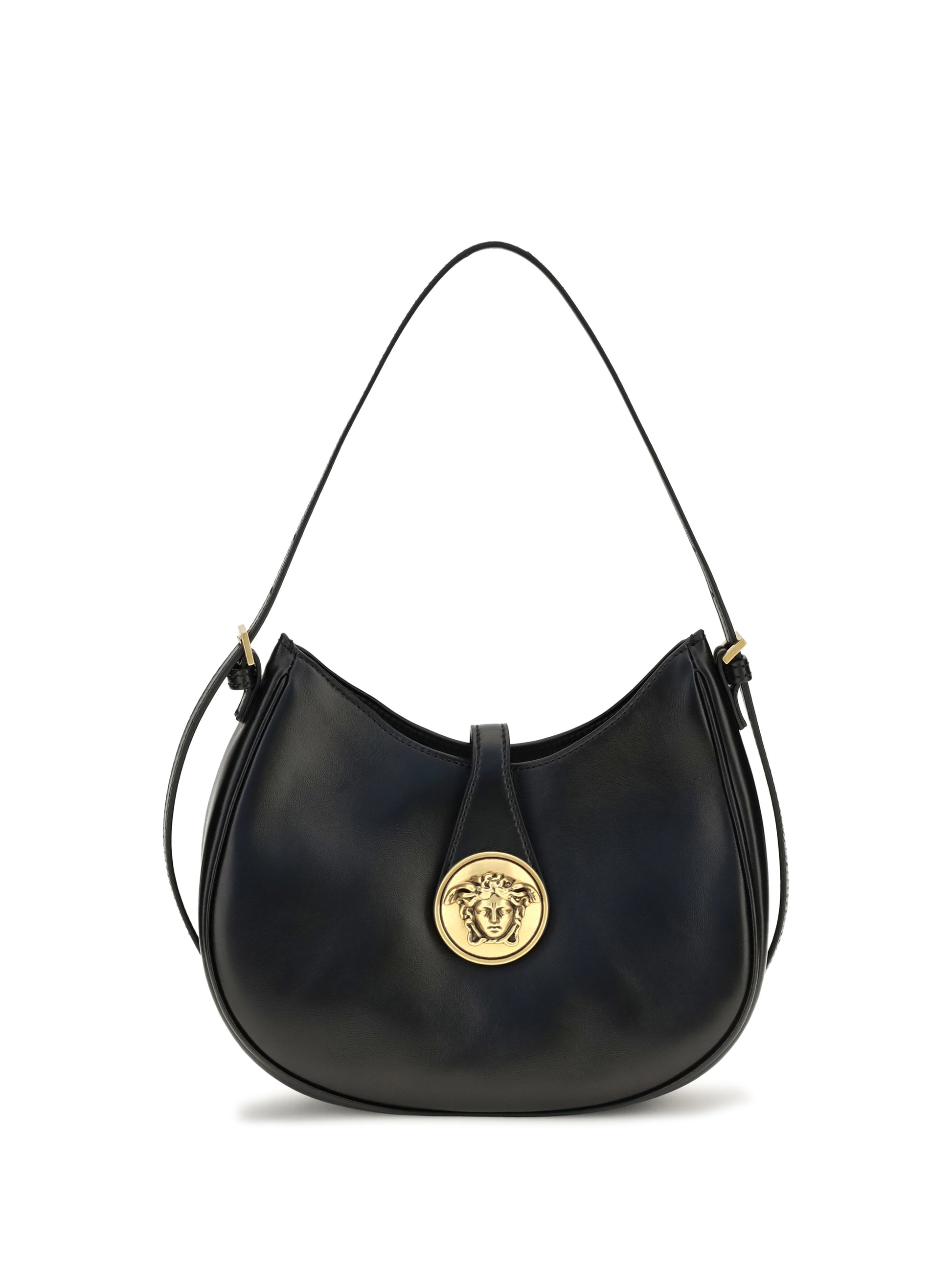 Versace Women Small Emblème Hobo Lambskin Shoulder Bag VERSACE