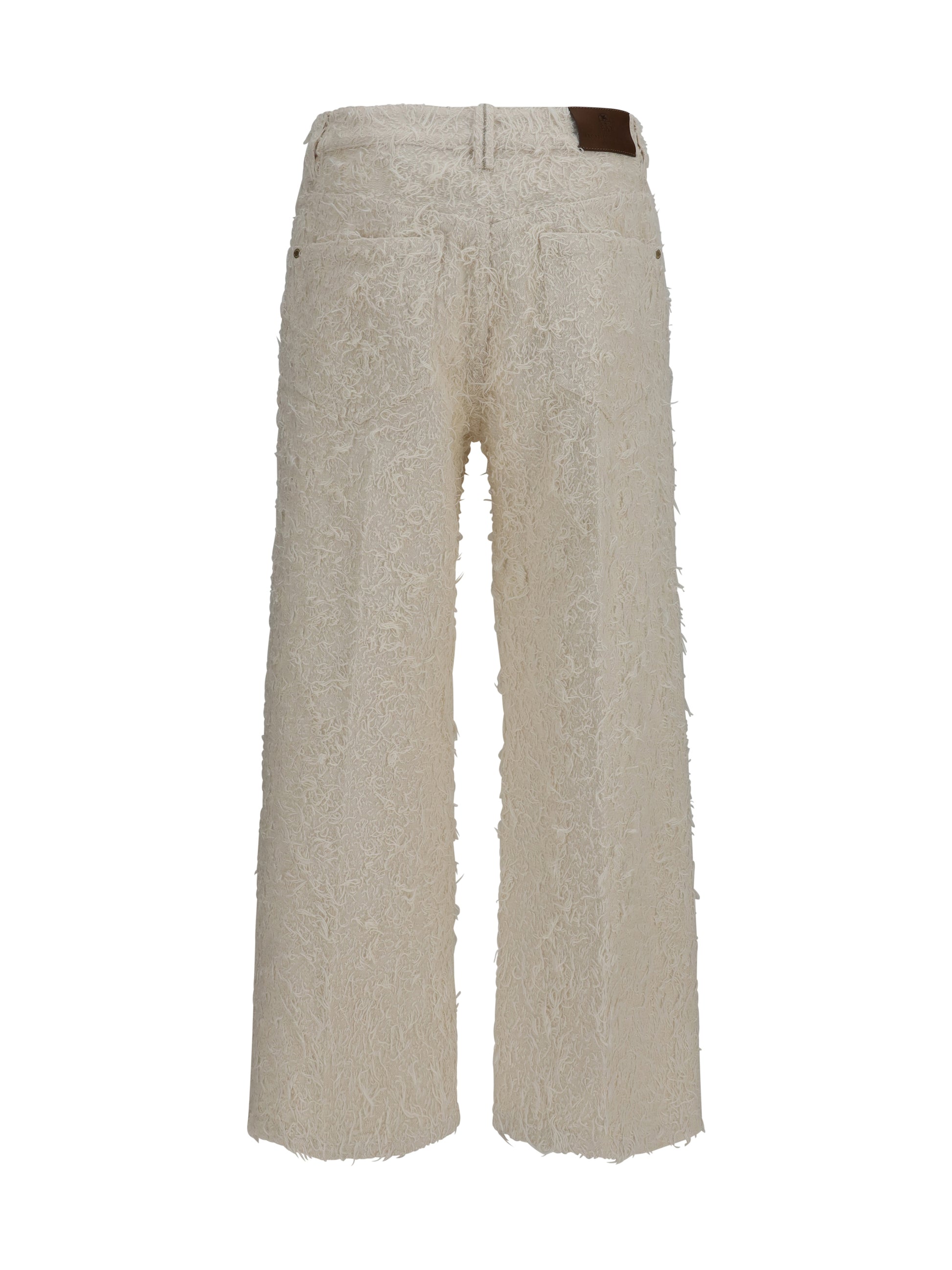 Brunello Cucinelli Women Square-Leg Dyed Furry Pants With Monili BRUNELLO CUCINELLI
