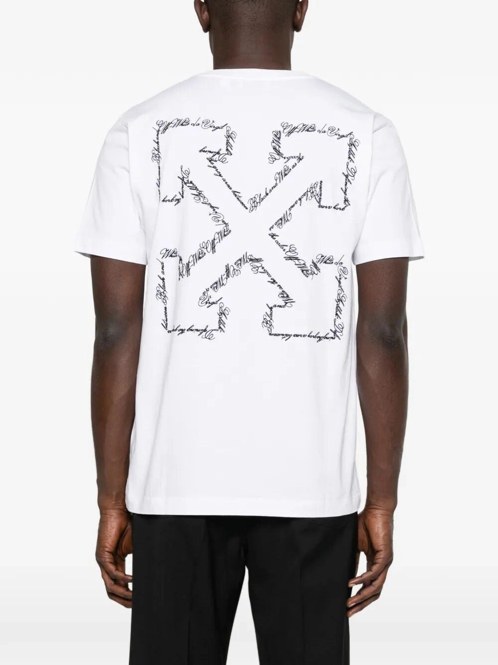 Off White Men `Script Arrow` Short Sleeve Slim T-Shirt OFF-WHITE