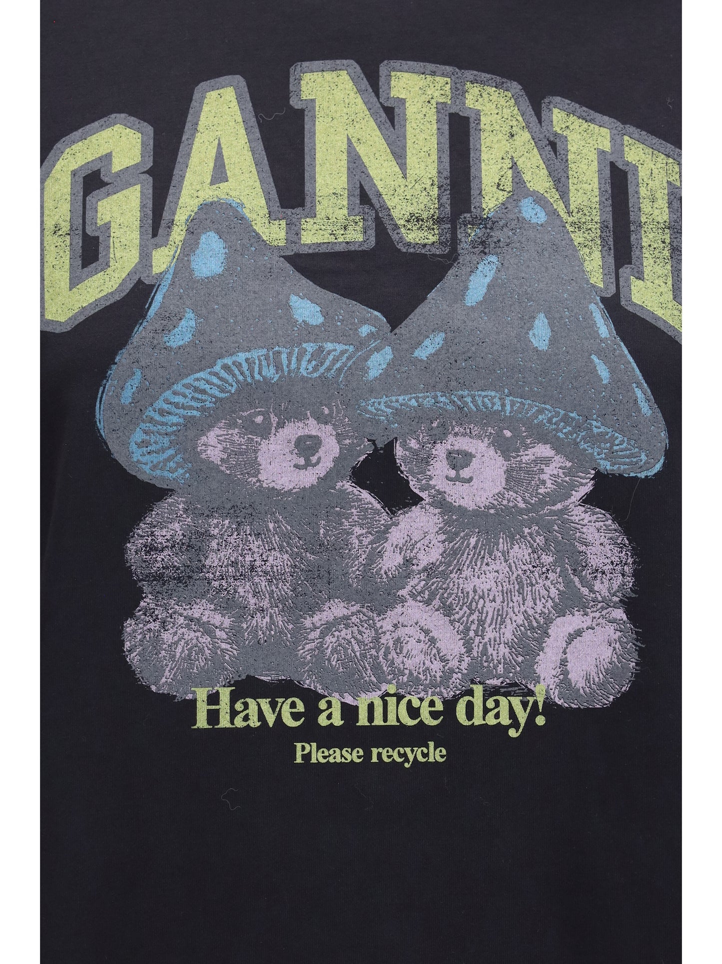 Ganni Women Mushroom Teddy Cotton T-Shirt GANNI