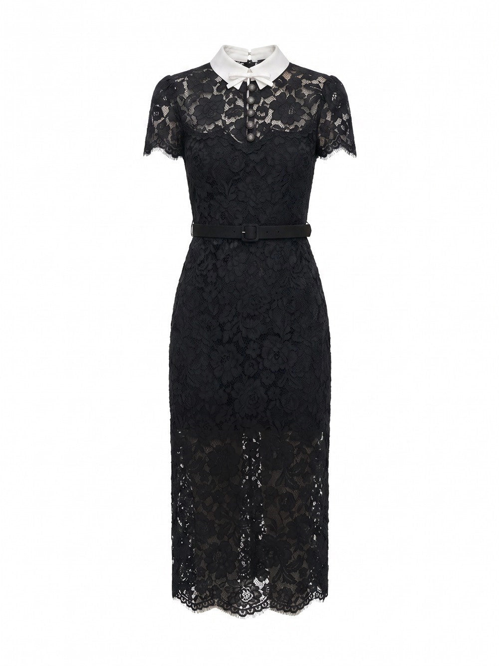 Self-Portrait Women Lace Contrast Collar Midi Dress SELF-PORTRAIT