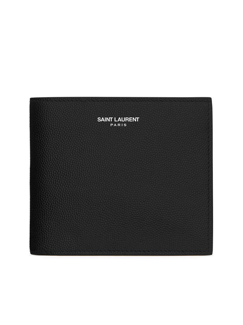 Saint Laurent Men Saint Laurent Paris East / West Wallet With Purse Black Textured Leather SAINT LAURENT