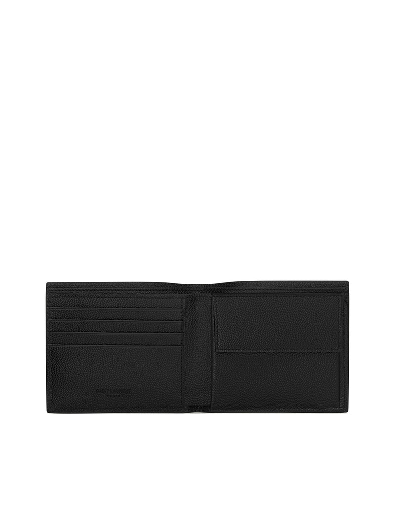 Saint Laurent Men Saint Laurent Paris East / West Wallet With Purse Black Textured Leather SAINT LAURENT