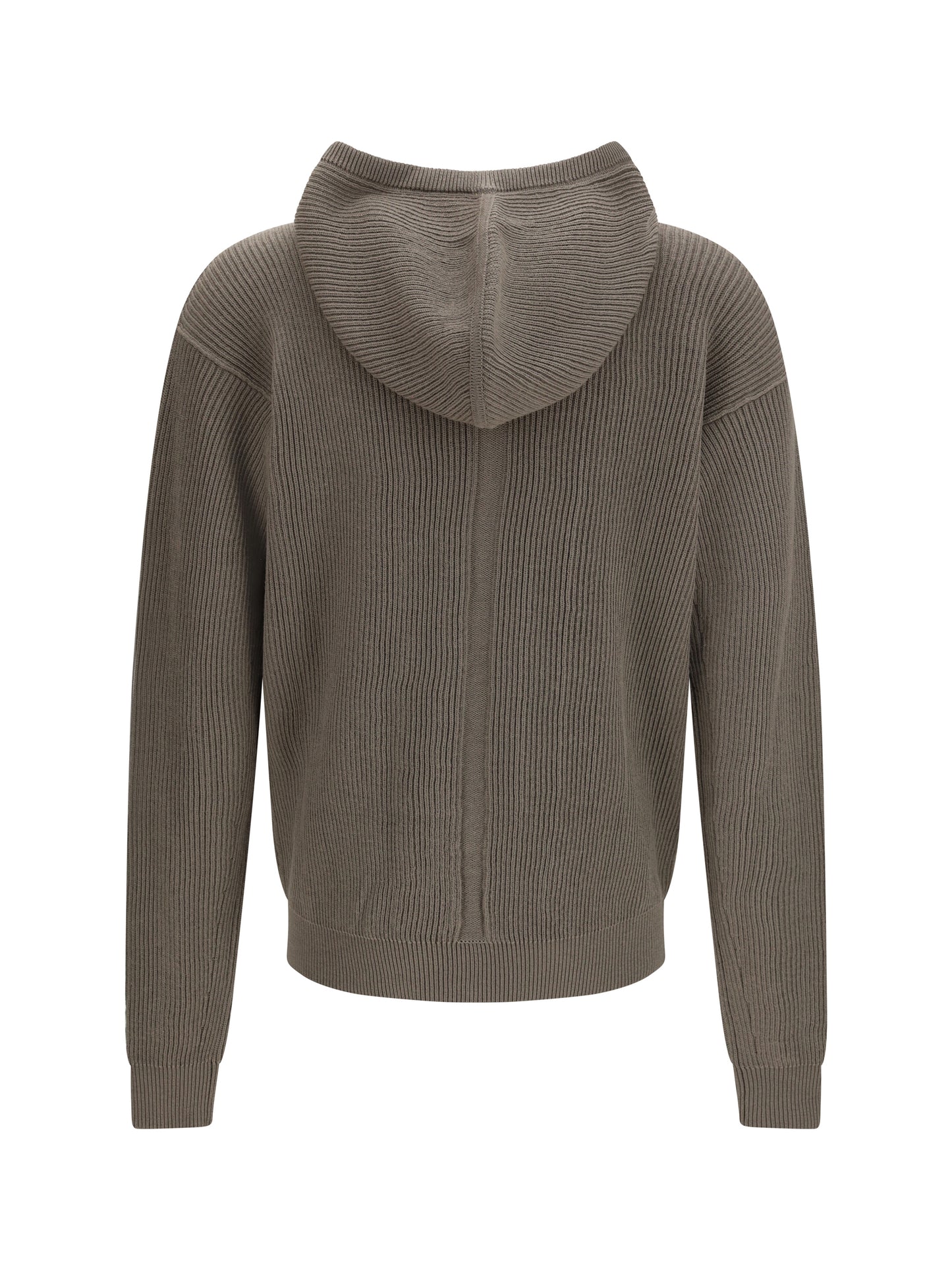 Rick Owens Men Ribbed Virgin Wool Knit Hoodie RICK OWENS