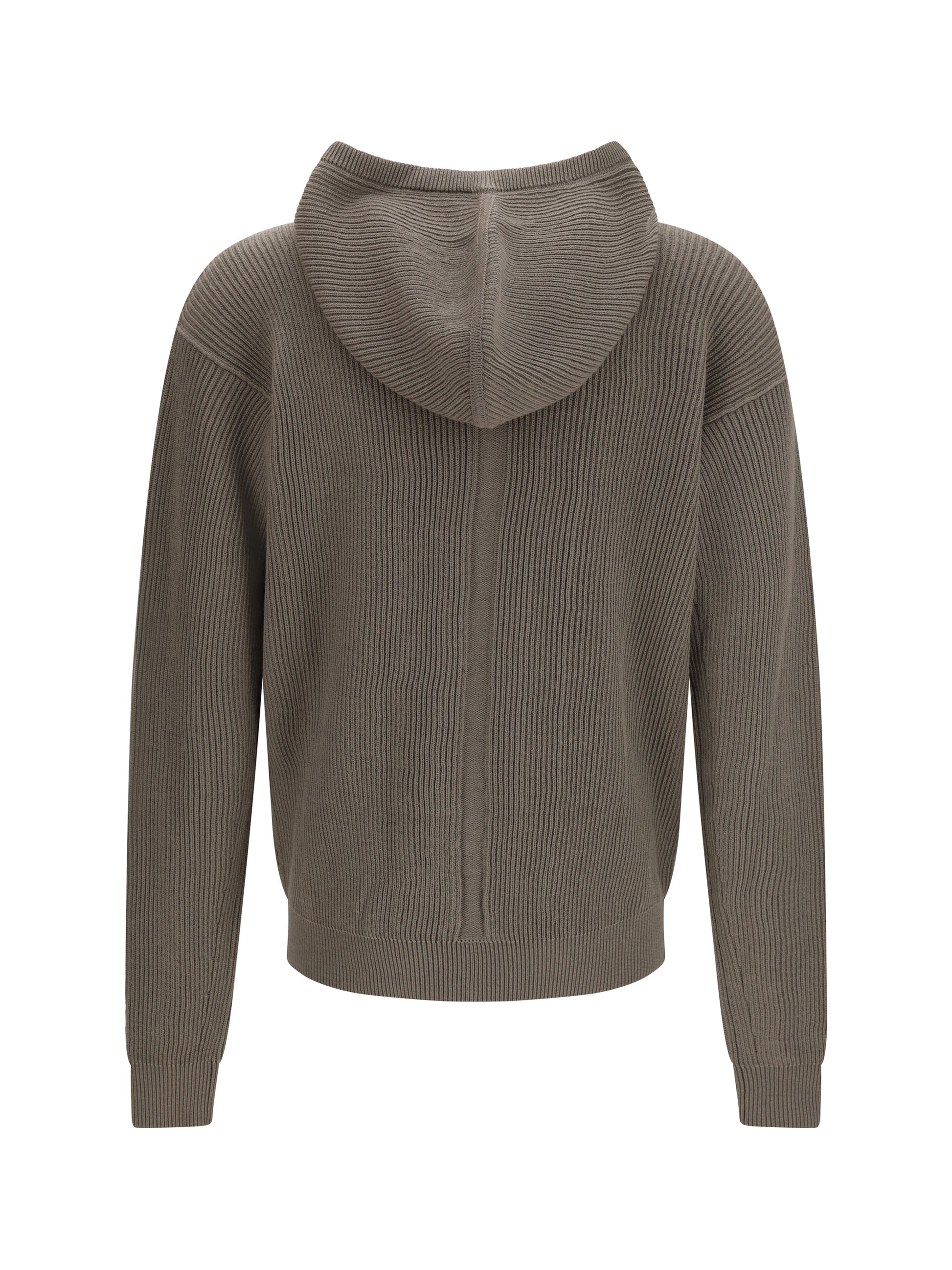 Rick Owens Men Ribbed Virgin Wool Knit Hoodie RICK OWENS