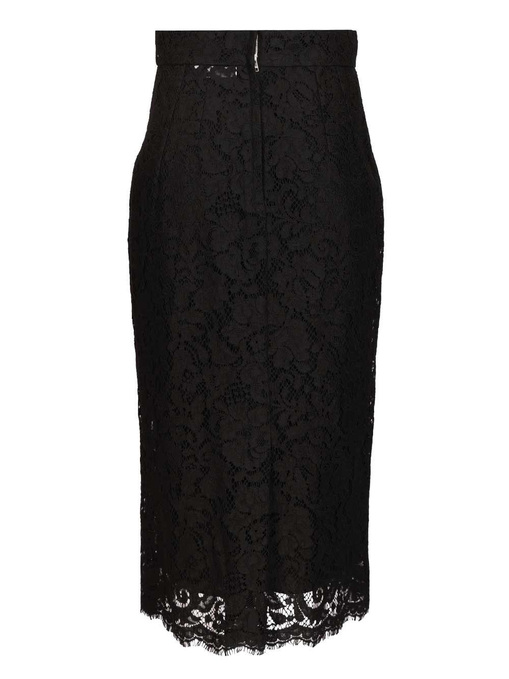 Dolce & Gabbana Women Stretch Lace Midi Skirt DOLCE & GABBANA