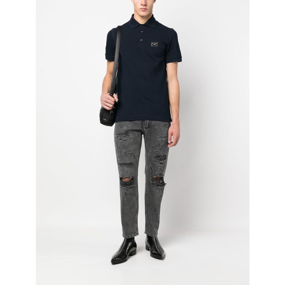 Dolce & Gabbana Blue Polo Shirts Men DOLCE & GABBANA
