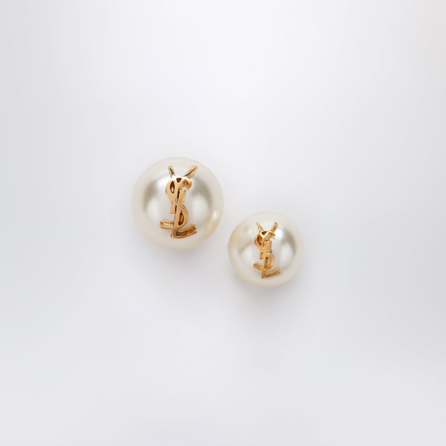 Saint Laurent Asymmetrical Earrings With Pearl And Cassandre Logo Women SAINT LAURENT