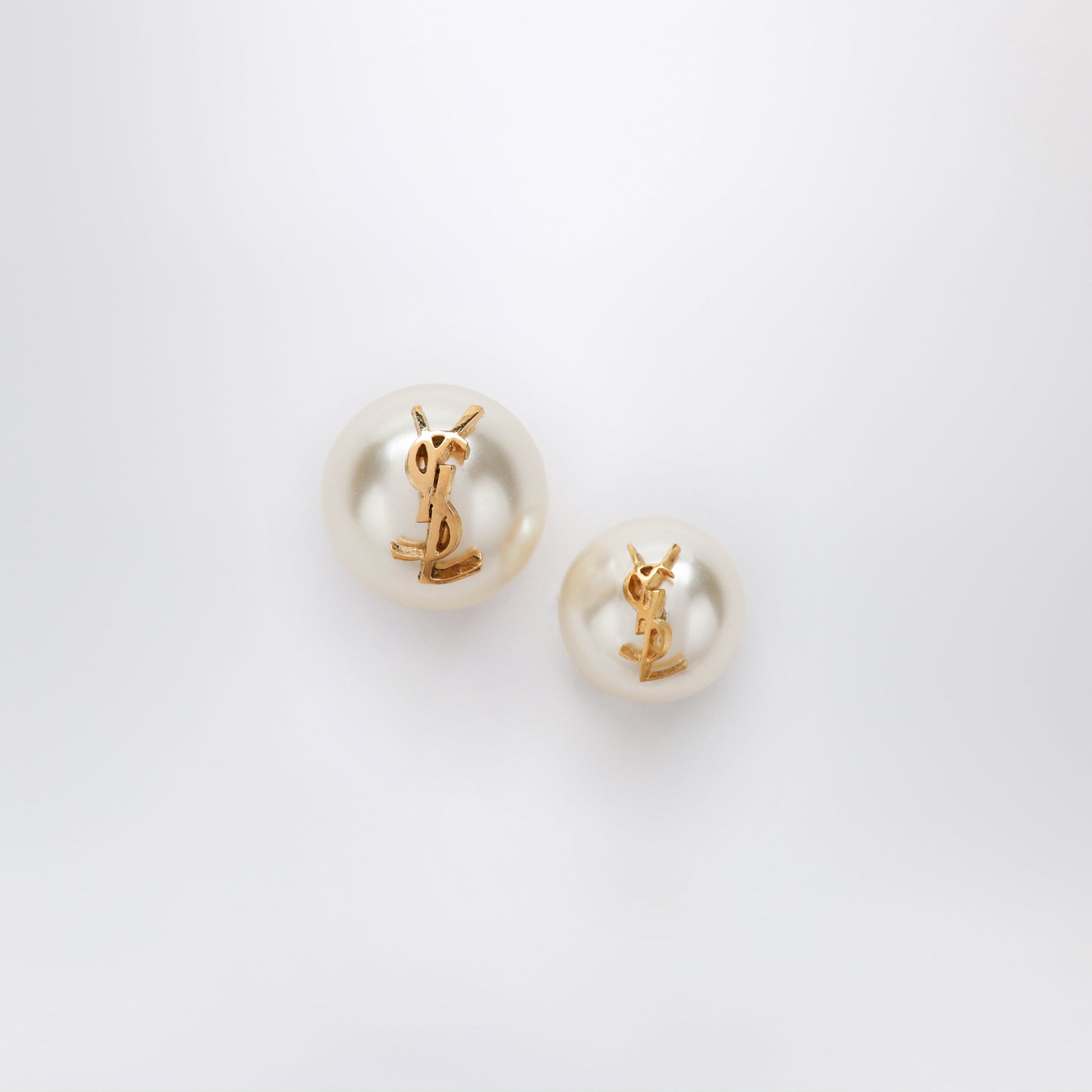 Saint Laurent Asymmetrical Earrings With Pearl And Cassandre Logo Women SAINT LAURENT