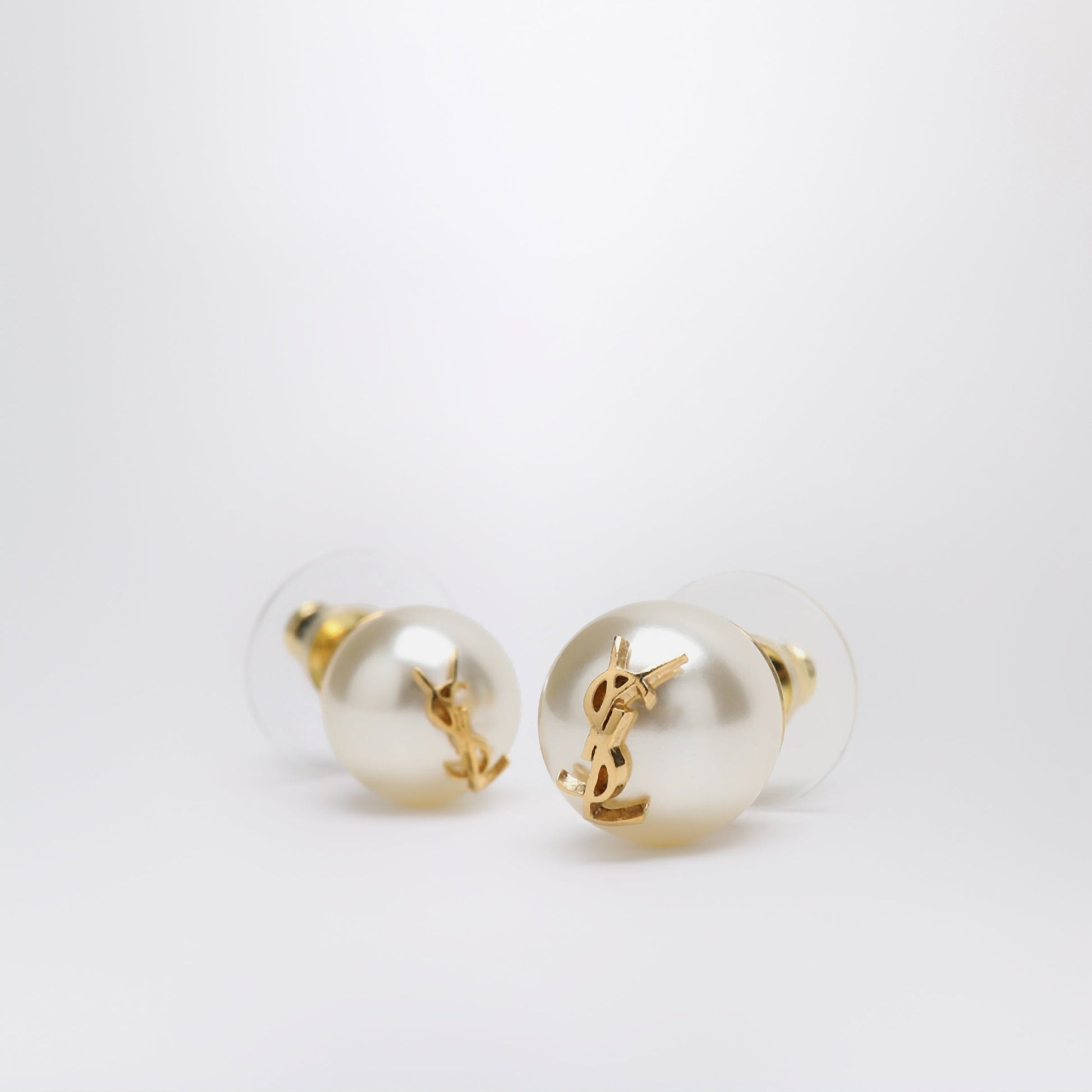 Saint Laurent Asymmetrical Earrings With Pearl And Cassandre Logo Women SAINT LAURENT