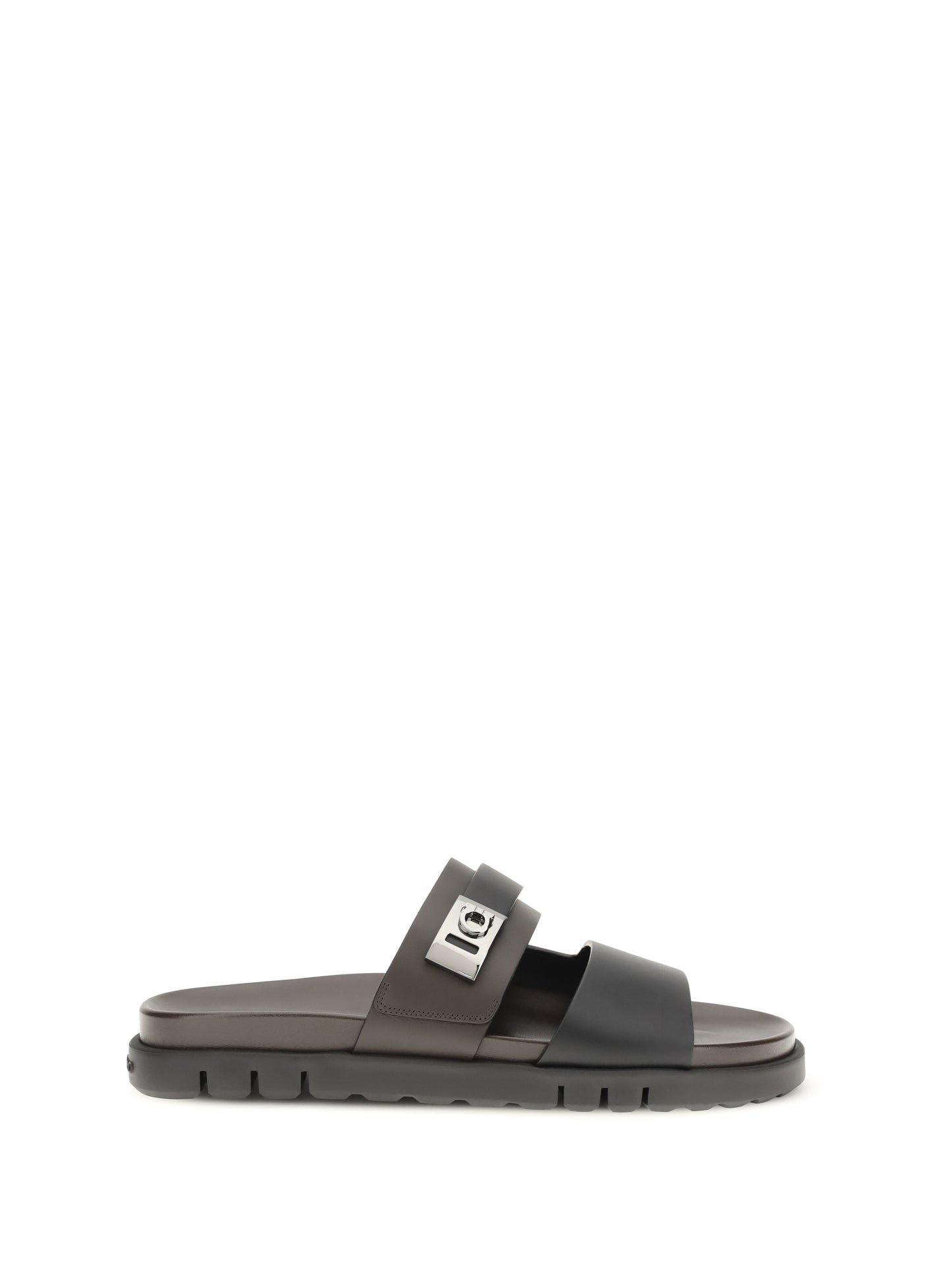 Ferragamo Men Double-Strap Leather Sandals FERRAGAMO