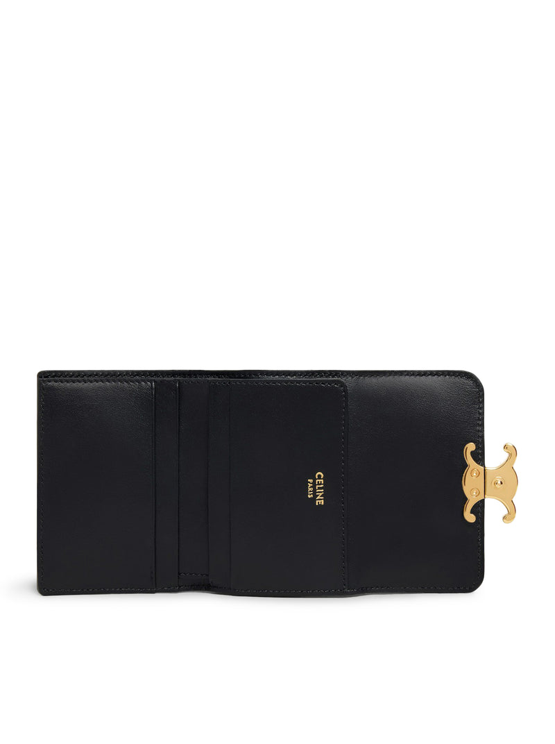 Celine Women Triomphe Compact Wallet With Coin Purse In Polished Calfskin CELINE