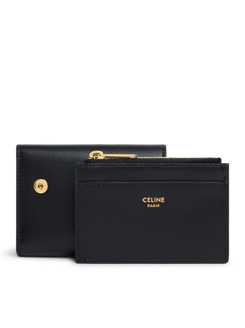 Celine Women Triomphe Compact Wallet With Coin Purse In Polished Calfskin CELINE