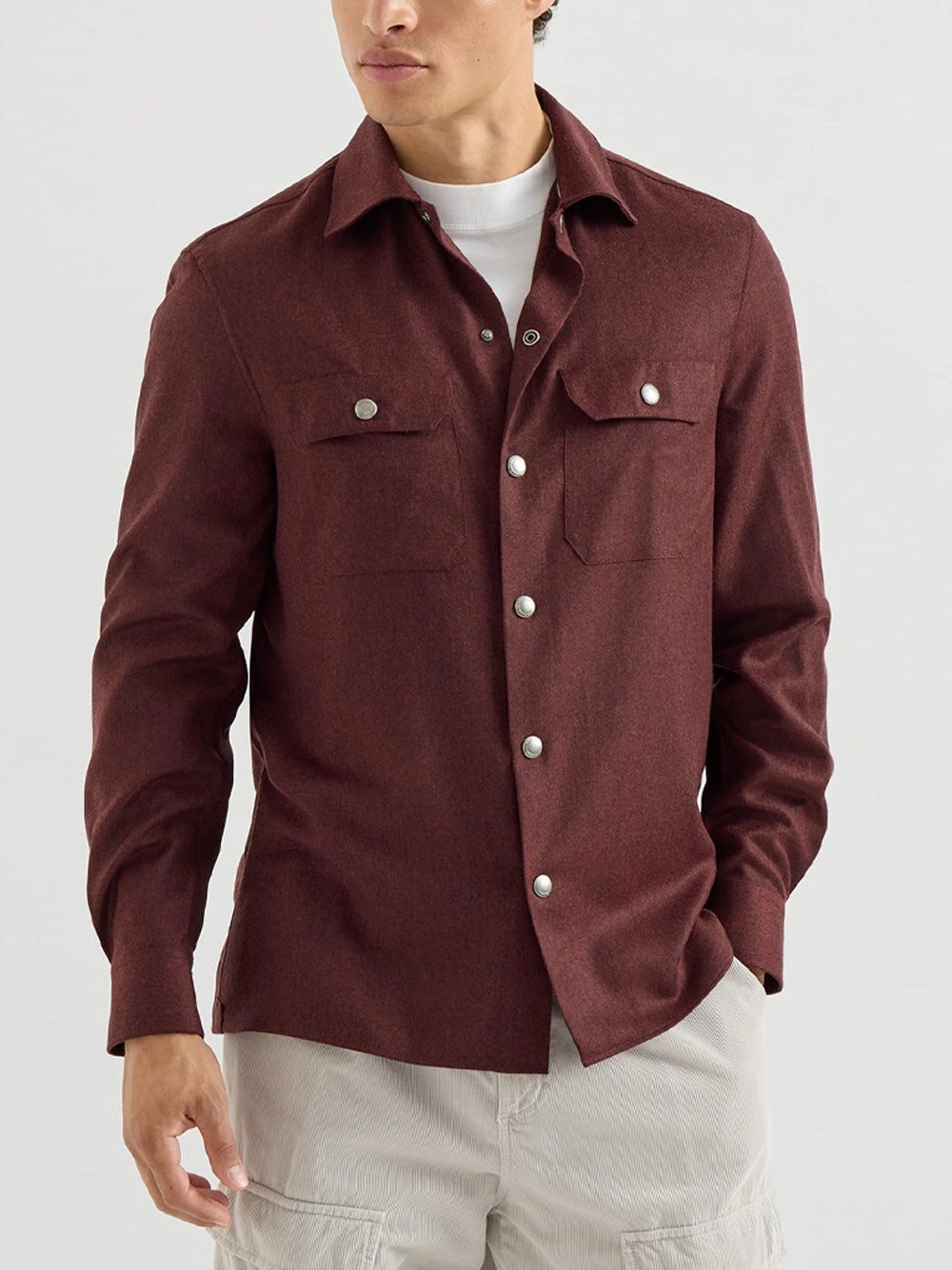 Brunello Cucinelli Men Virgin Wool Flannel Overshirt BRUNELLO CUCINELLI