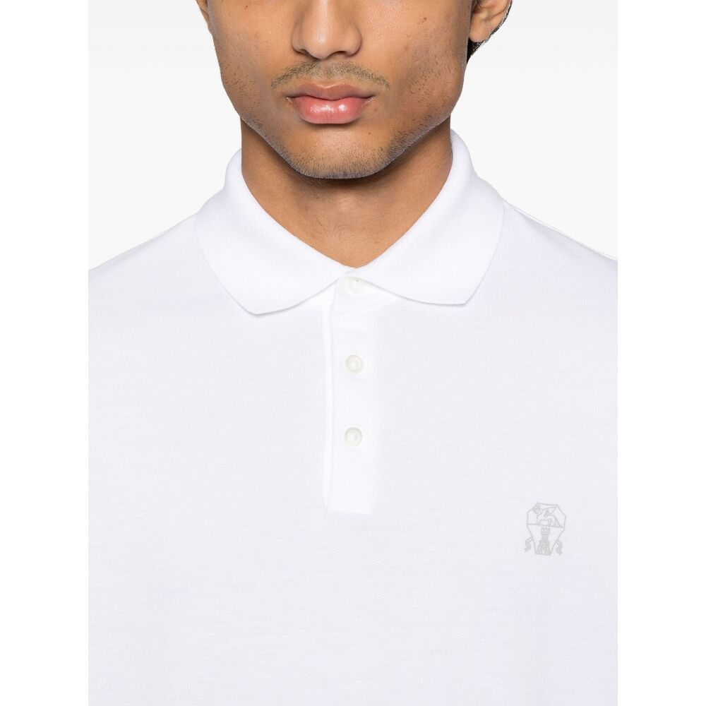 Brunello Cucinelli White Polo Shirts Men BRUNELLO CUCINELLI
