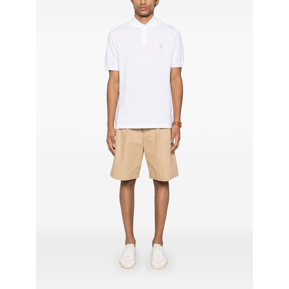 Brunello Cucinelli White Polo Shirts Men BRUNELLO CUCINELLI