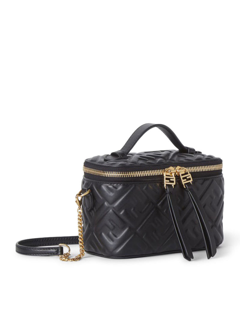 Fendi Women Fendi Vanity Mini Bag In Black Nappa With Ff Motif FENDI
