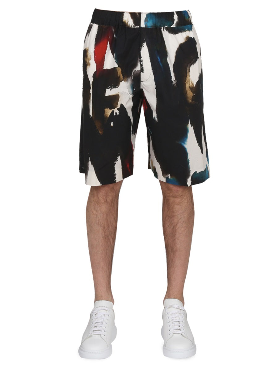 Alexander Mcqueen Men Bermuda With Logo Print ALEXANDER MCQUEEN
