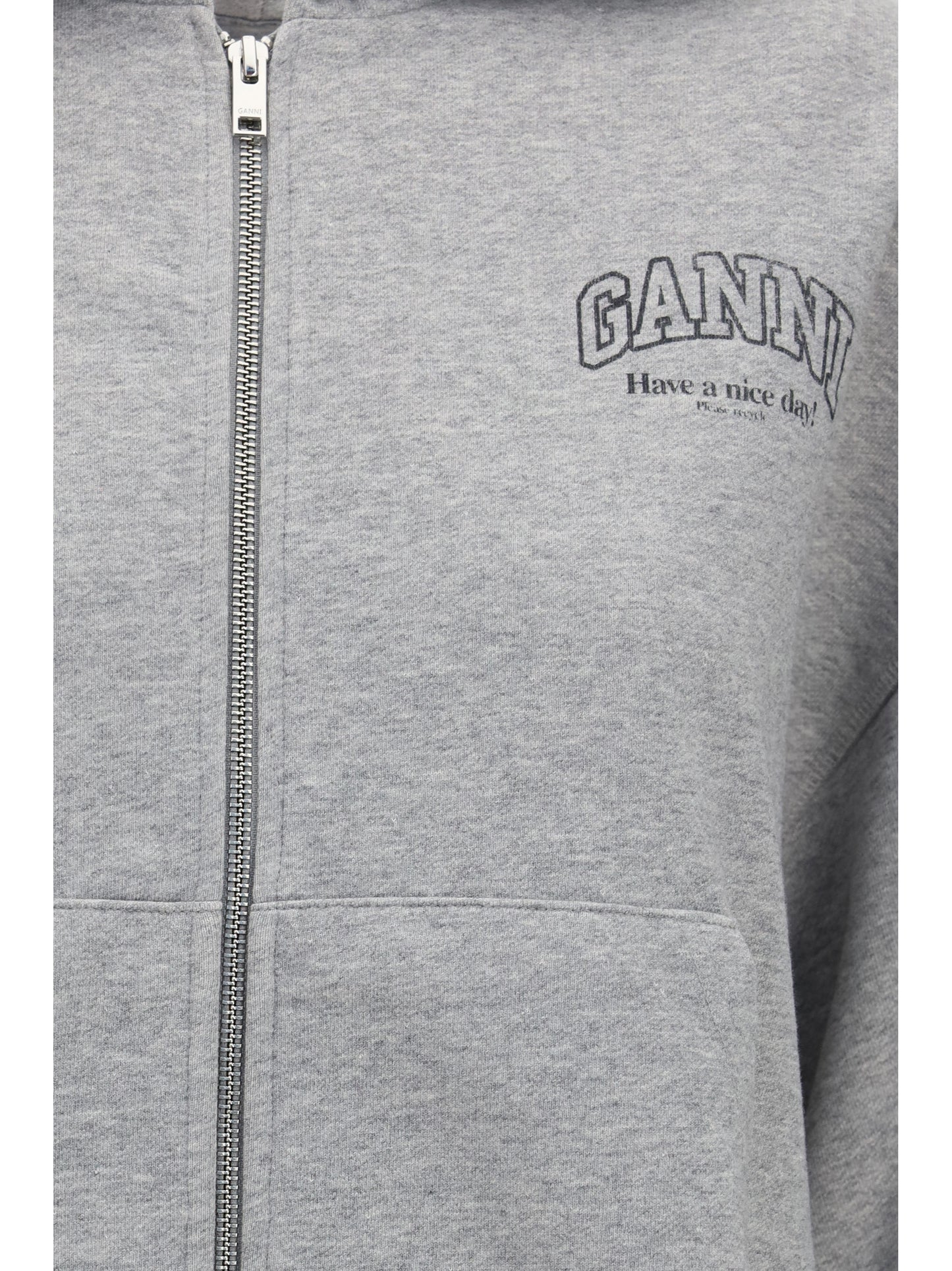 Ganni Women Cotton Zip-Up Hoodie GANNI