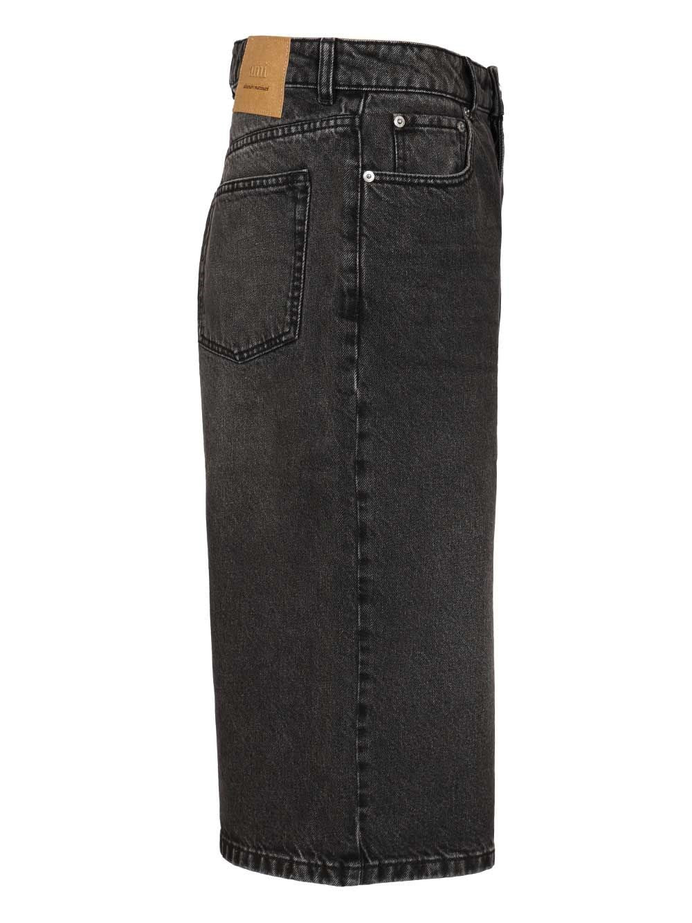 Ami Men Large Fit Bermuda Shorts Used Denim AMI PARIS