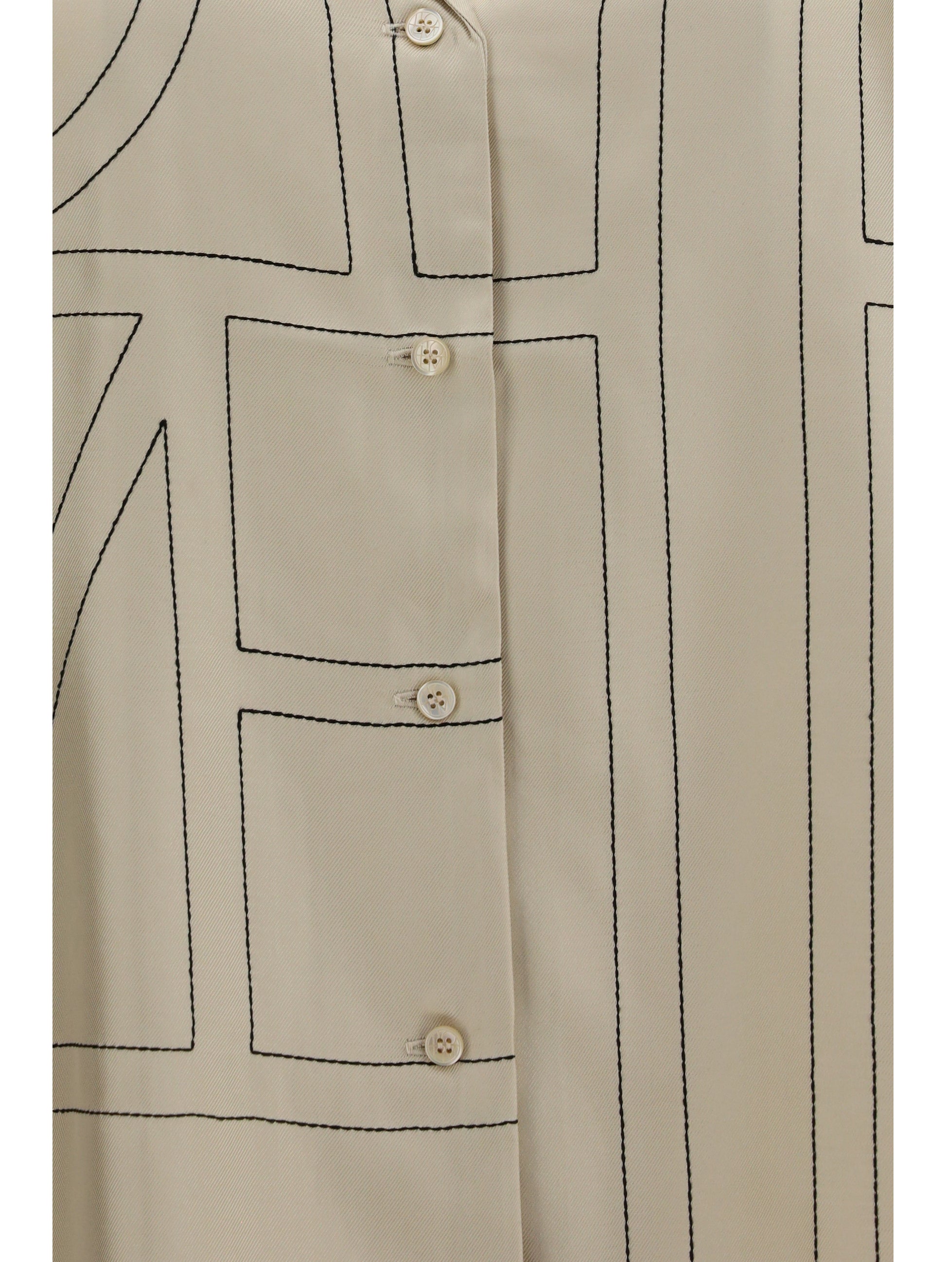 Toteme Women Silk Shirt With All-Over Monogram TOTEME