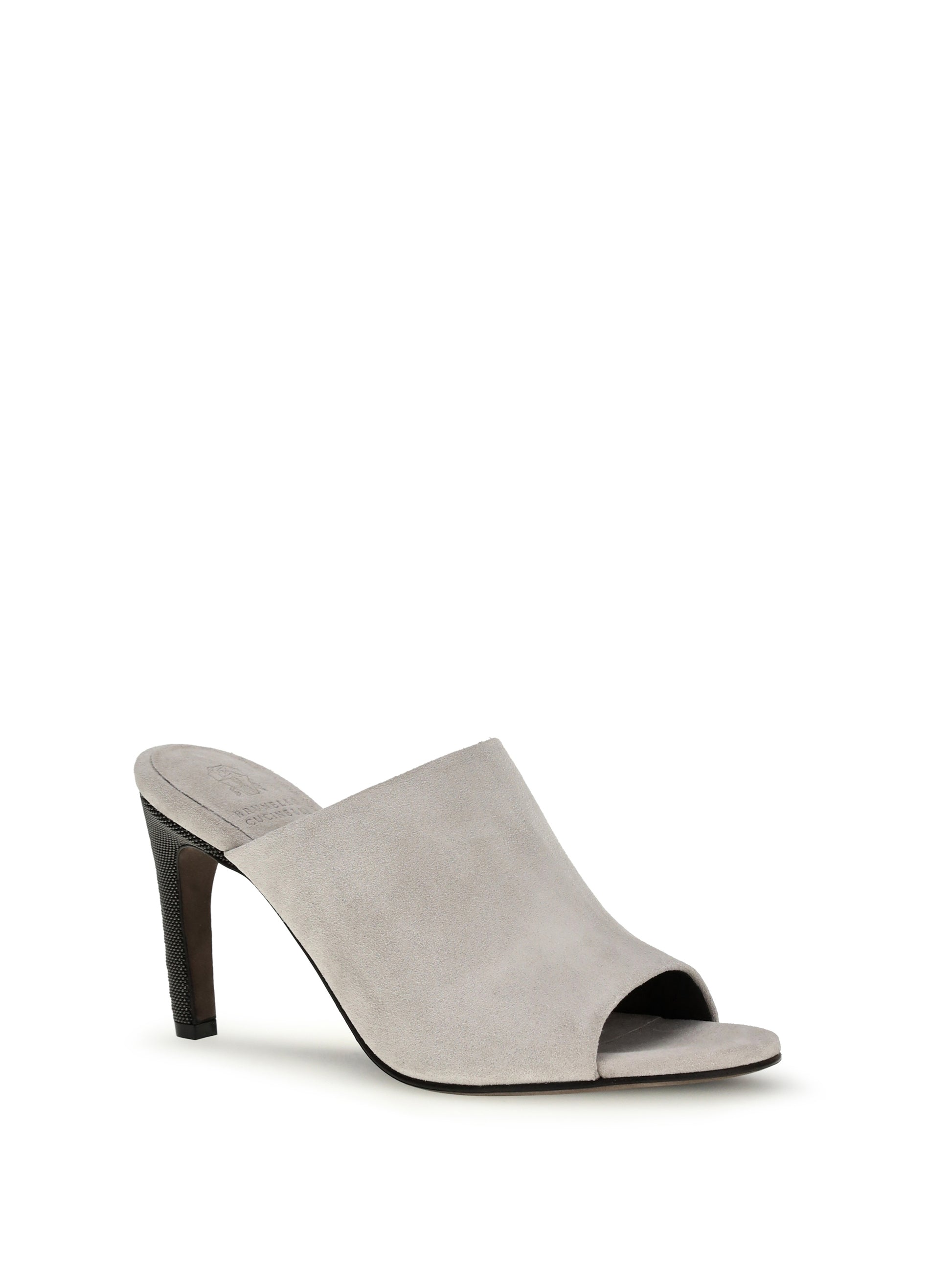 Brunello Cucinelli Women Suede Mules With Precious Heels BRUNELLO CUCINELLI