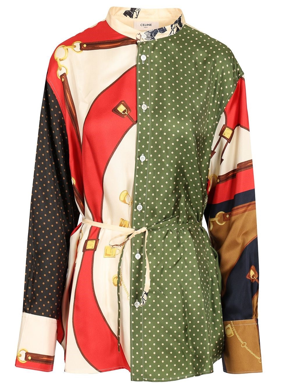 Celine Women Loose-Fitting Shirt In Printed Silk Twill CELINE