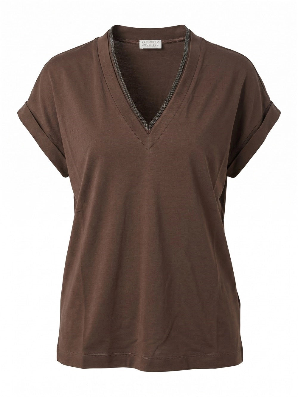 Brunello Cucinelli Women T-Shirt With `Precious` Neckline BRUNELLO CUCINELLI
