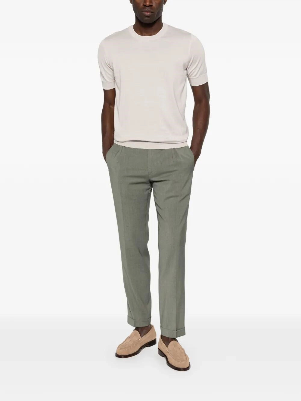 Brunello Cucinelli Men Cotton Lightweight Knit T-Shirt With Contrast Details BRUNELLO CUCINELLI