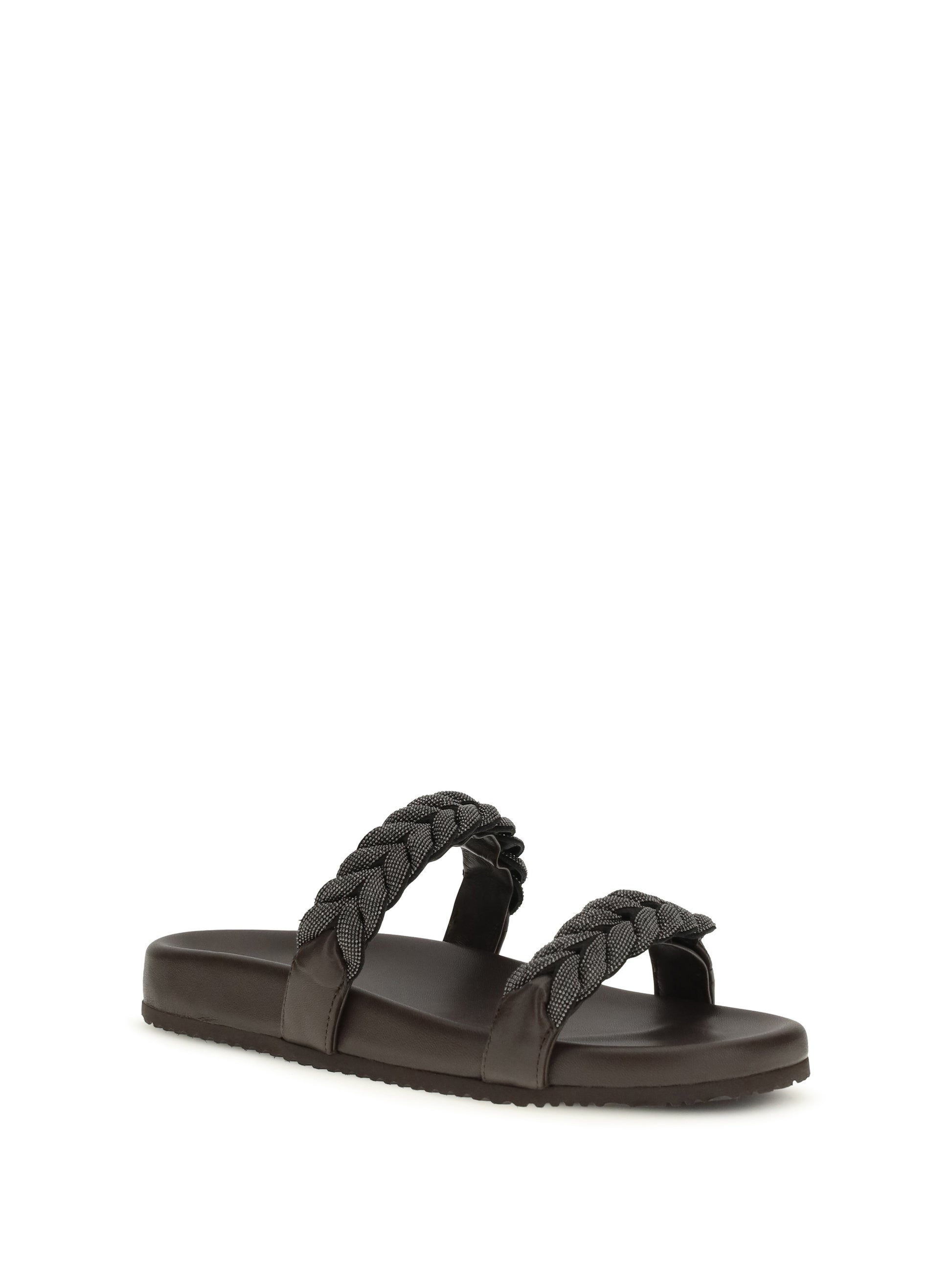 Brunello Cucinelli Women Leather Sandals With Precious Braided Straps BRUNELLO CUCINELLI