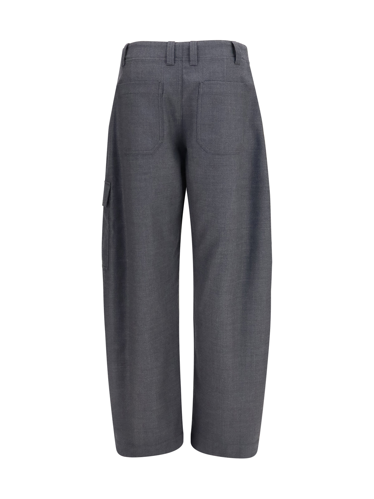 Brunello Cucinelli Women Barrel Cargo Pants In Virgin Wool Twill With Monile BRUNELLO CUCINELLI