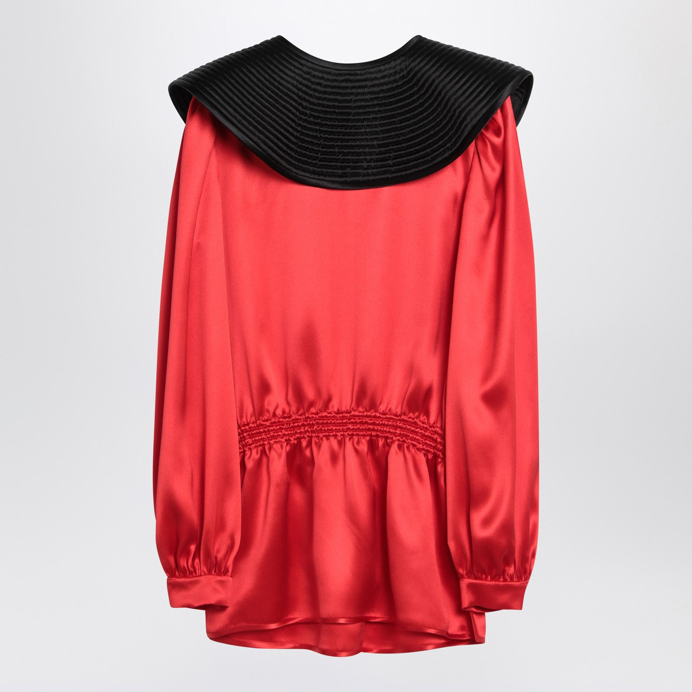 Valentino Red Silk Blouse With Black Collar Women VALENTINO