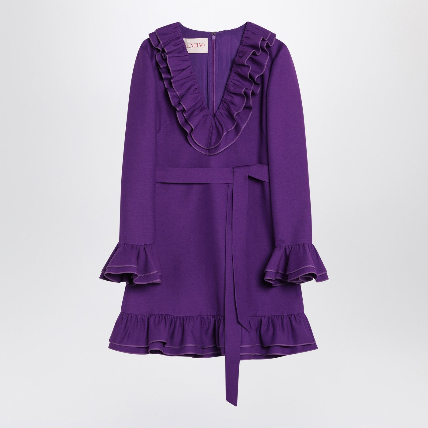 Valentino Purple Wool And Silk Mini Dress Women VALENTINO