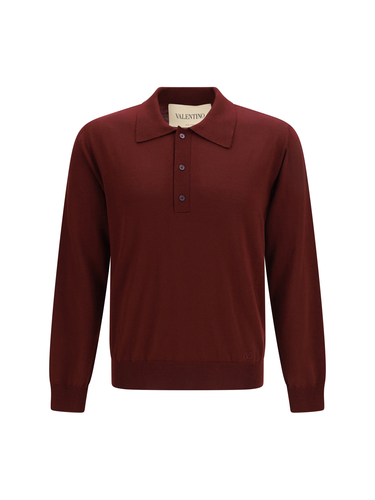 Valentino Men Wool Polo With Vlogo Embroidery VALENTINO