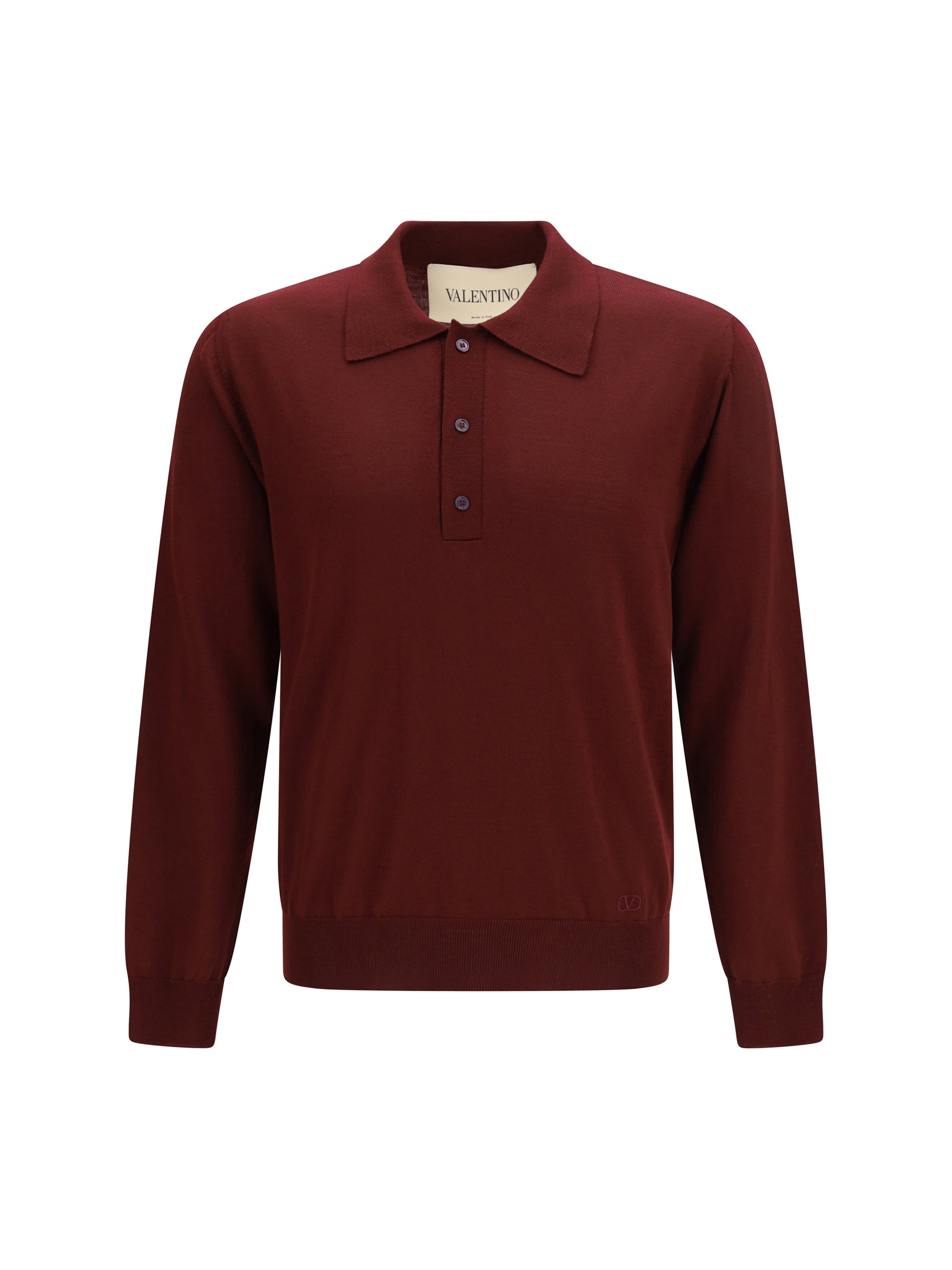 Valentino Men Wool Polo With Vlogo Embroidery VALENTINO