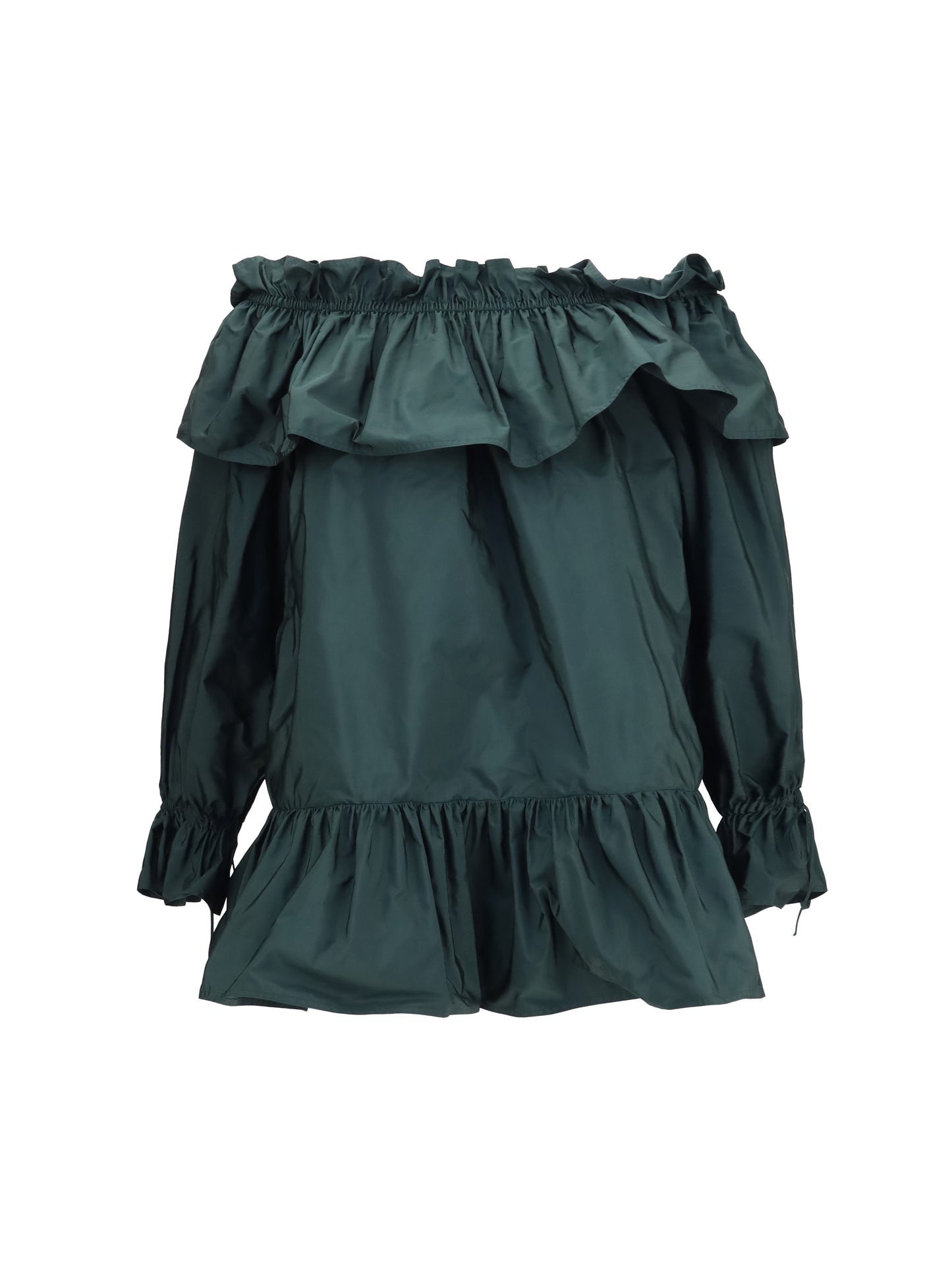 Saint Laurent Women Ruffled Nylon Poplin Dress SAINT LAURENT