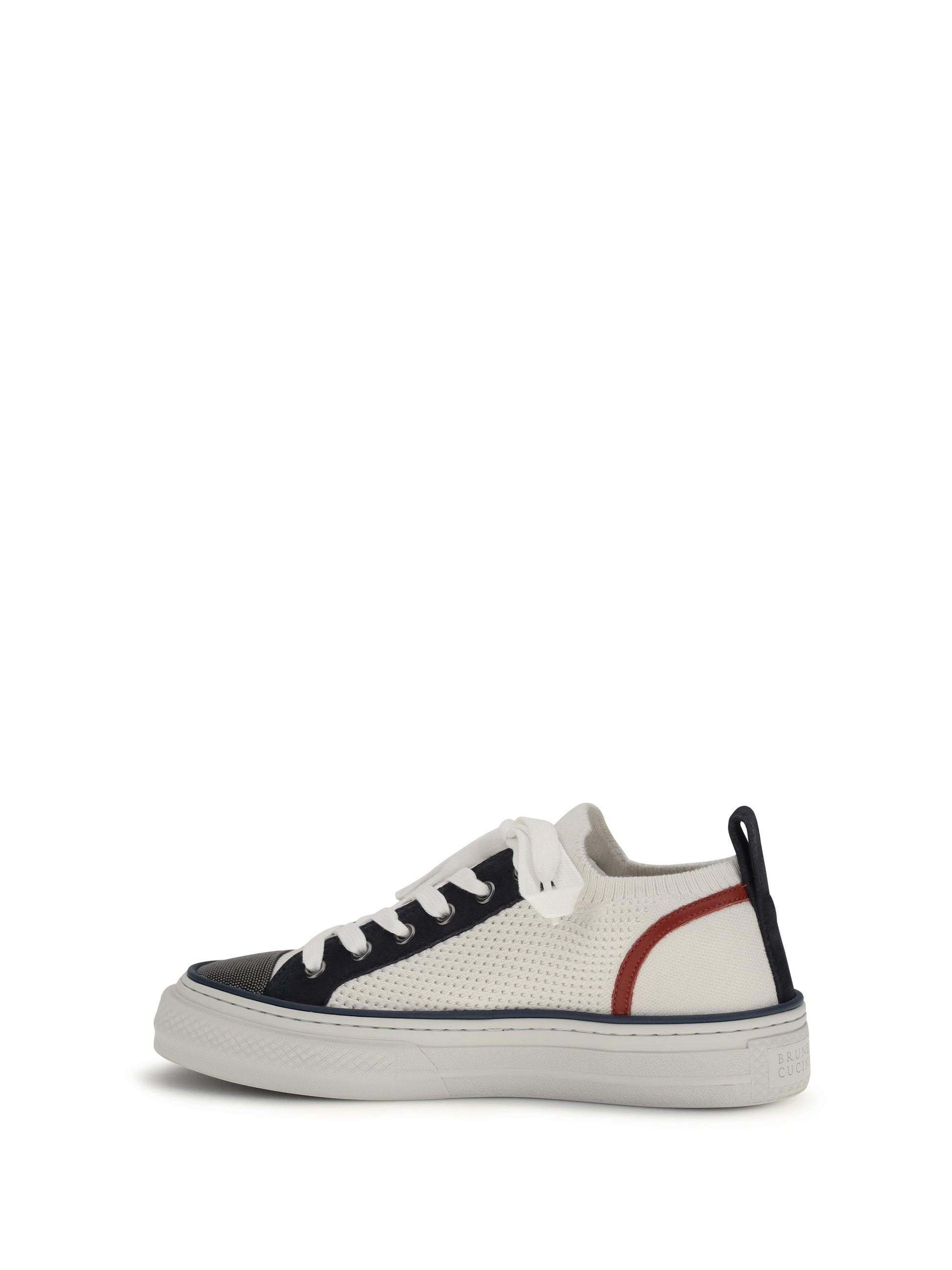 Brunello Cucinelli Women Cotton Knit And Suede Sneakers With Precious Toe BRUNELLO CUCINELLI