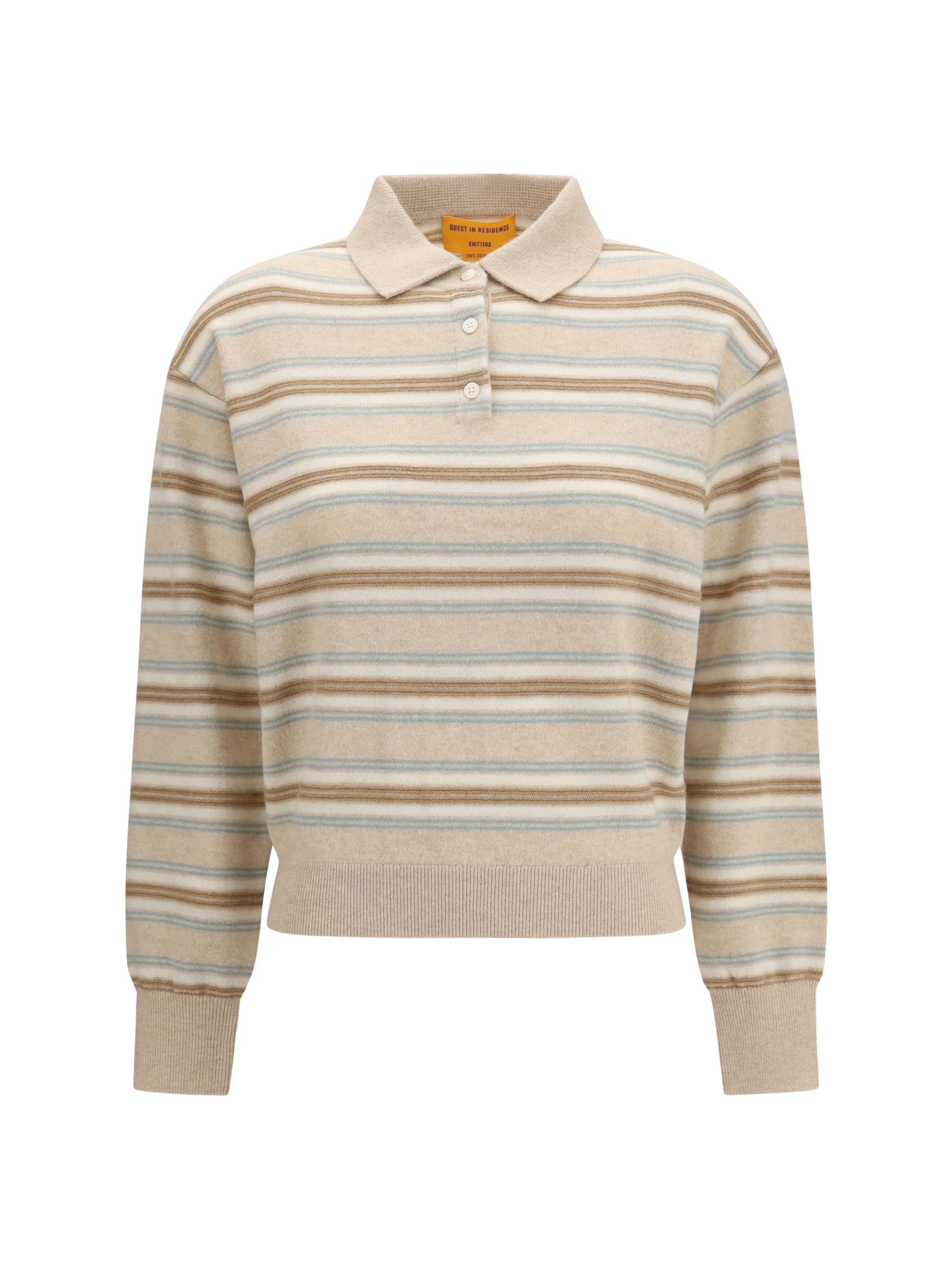 Guest In Residence Women College Striped Polo Sweater GUEST IN RESIDENCE