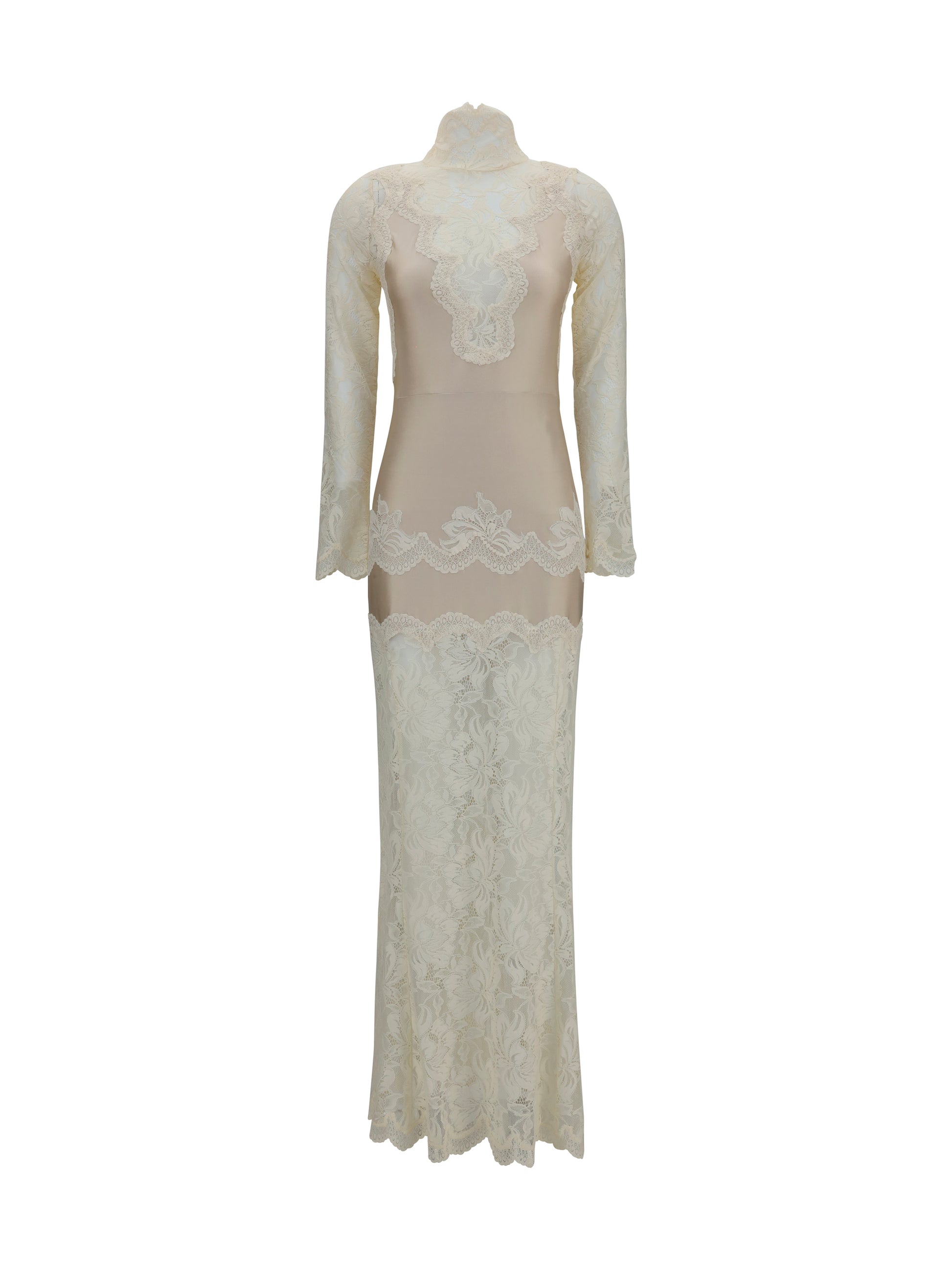 Rabanne Women Long Lace And Jersey Dress PACO RABANNE