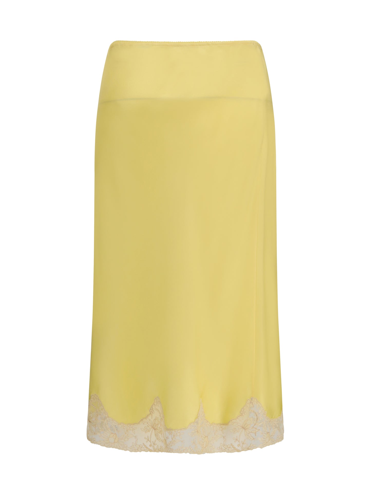 Saint Laurent Women Satin Midi Skirt With Lace Inserts SAINT LAURENT