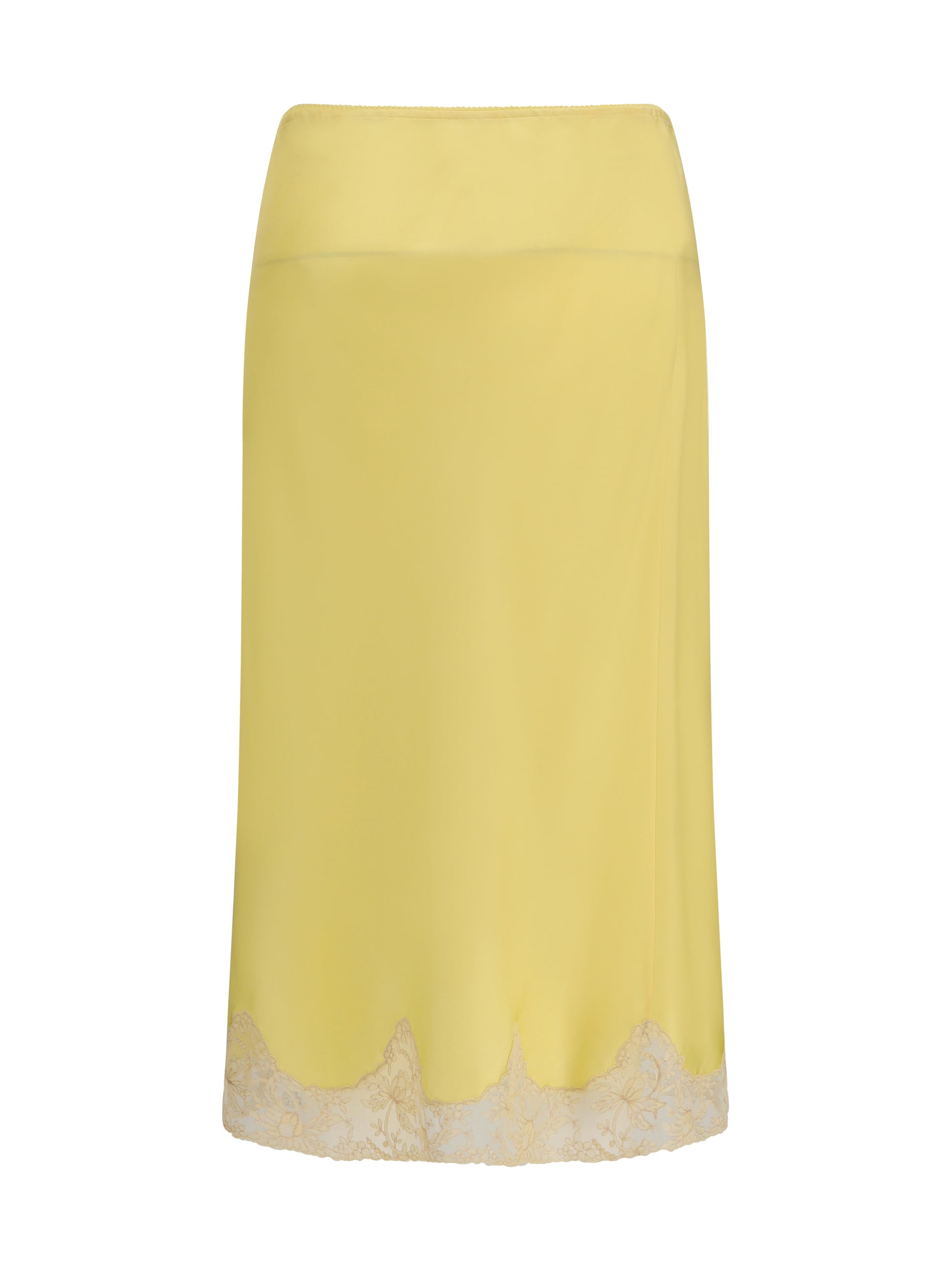 Saint Laurent Women Satin Midi Skirt With Lace Inserts SAINT LAURENT