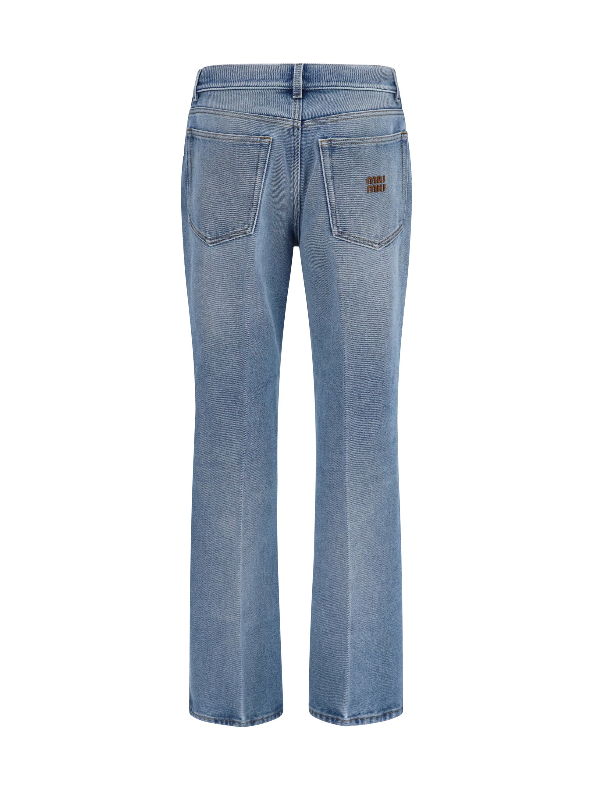 Miu Miu Women Washed Denim Five-Pocket Jeans MIU MIU