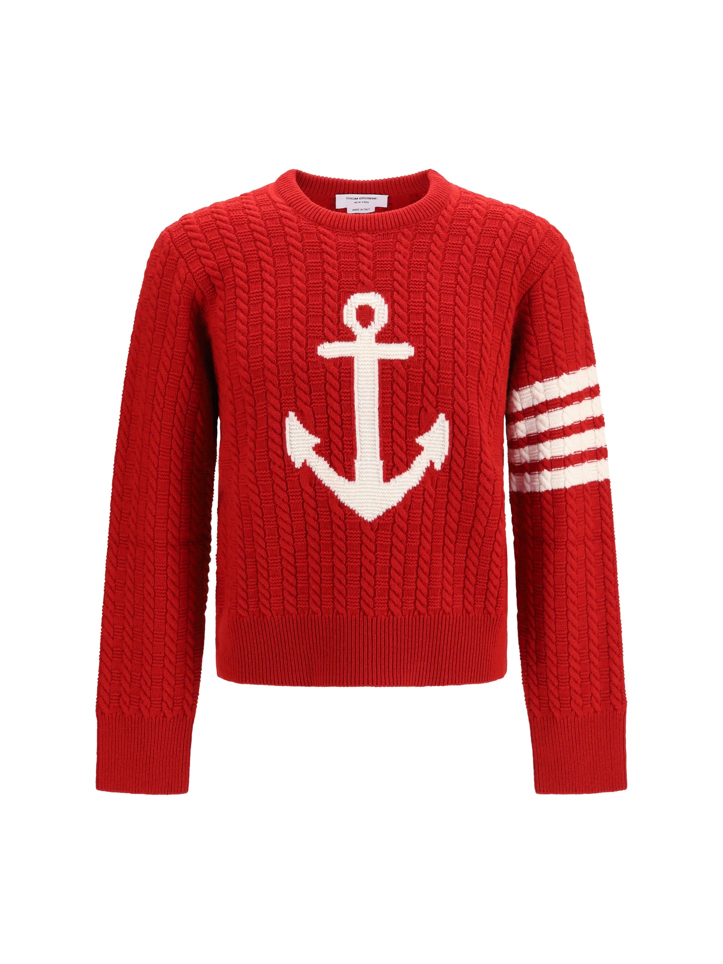 Thom Browne Men 4-Bar Merino Wool Sweater With Anchor Motif THOM BROWNE