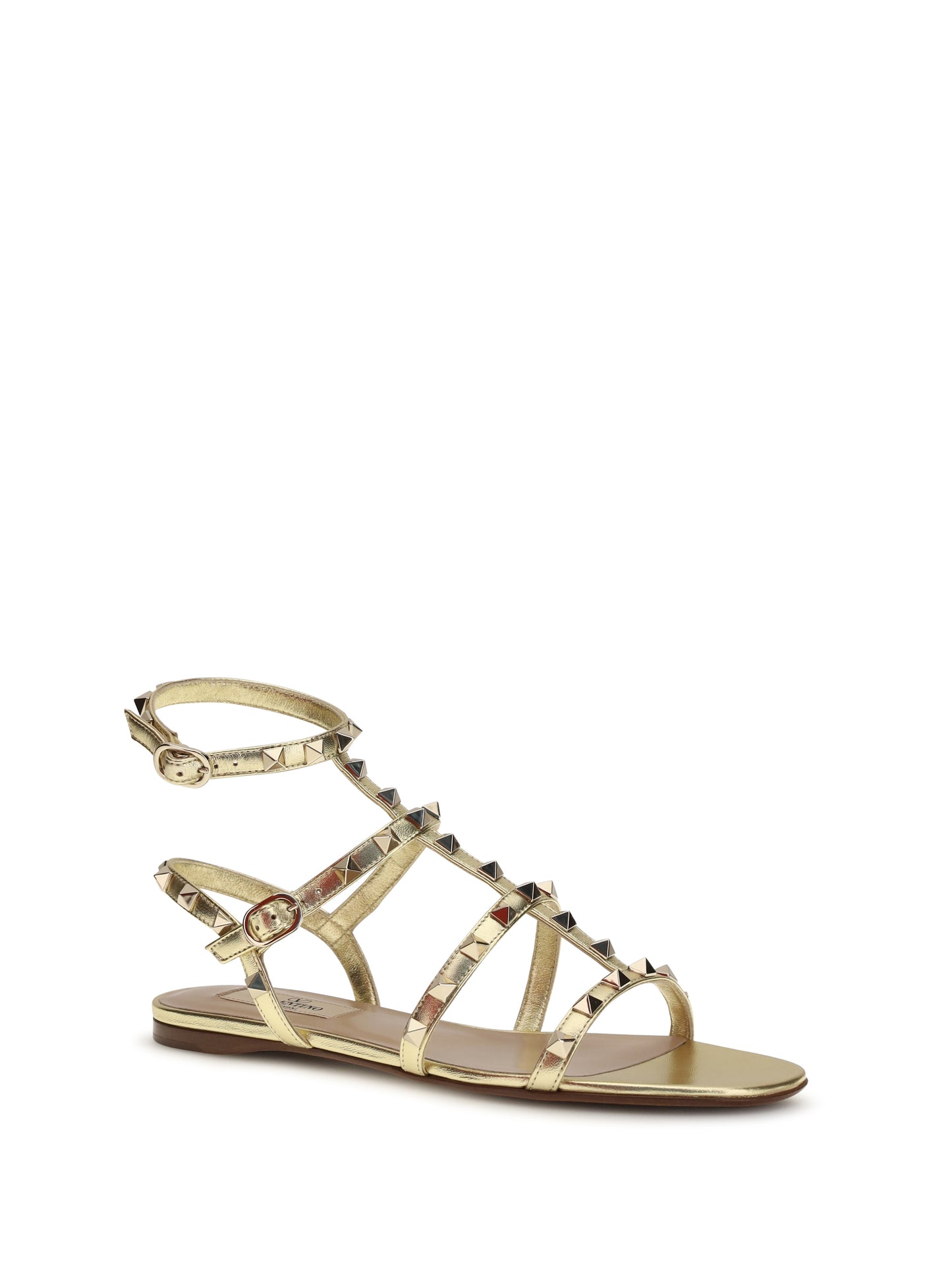 Valentino Garavani Women Rockstud Flat Sandals Laminated Leather VALENTINO GARAVANI