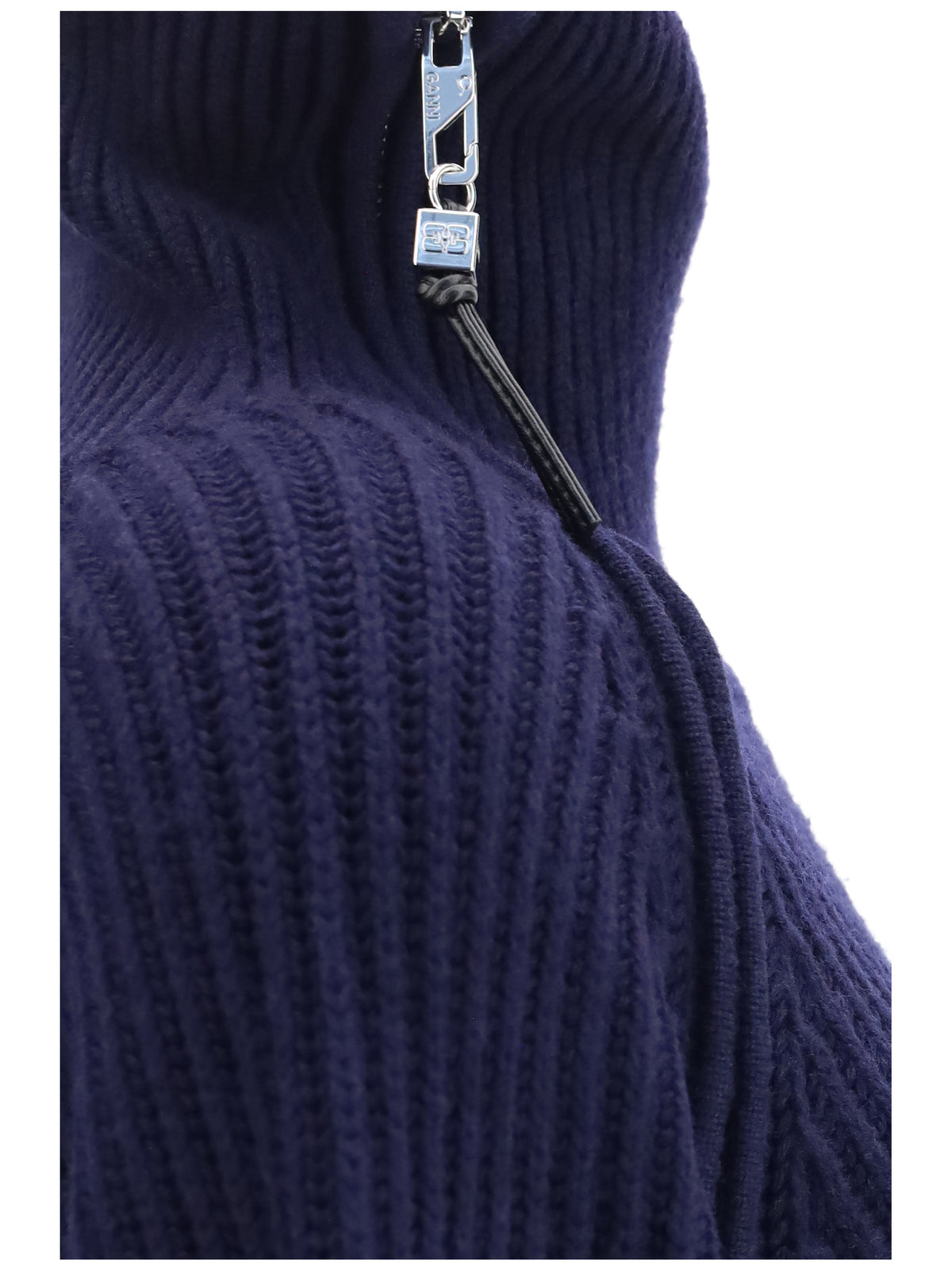 Ganni Women Wool Zip-Neck Sweater GANNI