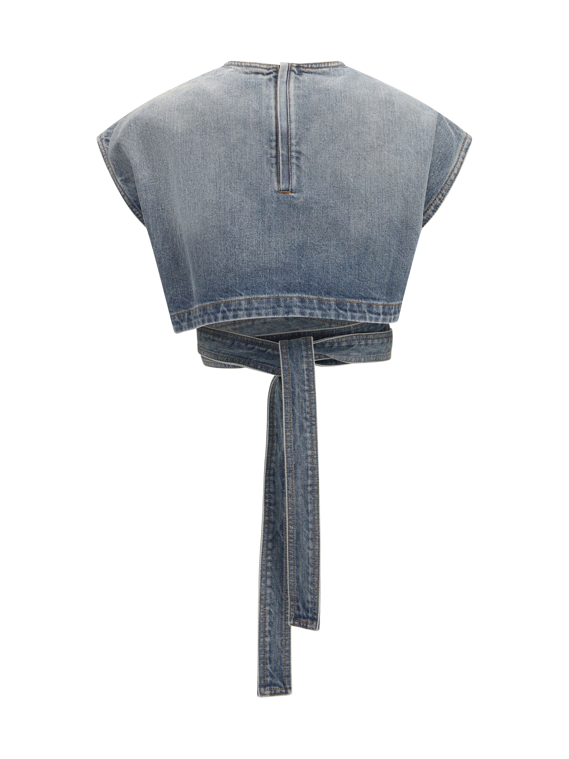 Alaïa Women Denim Belt Top ALAIA